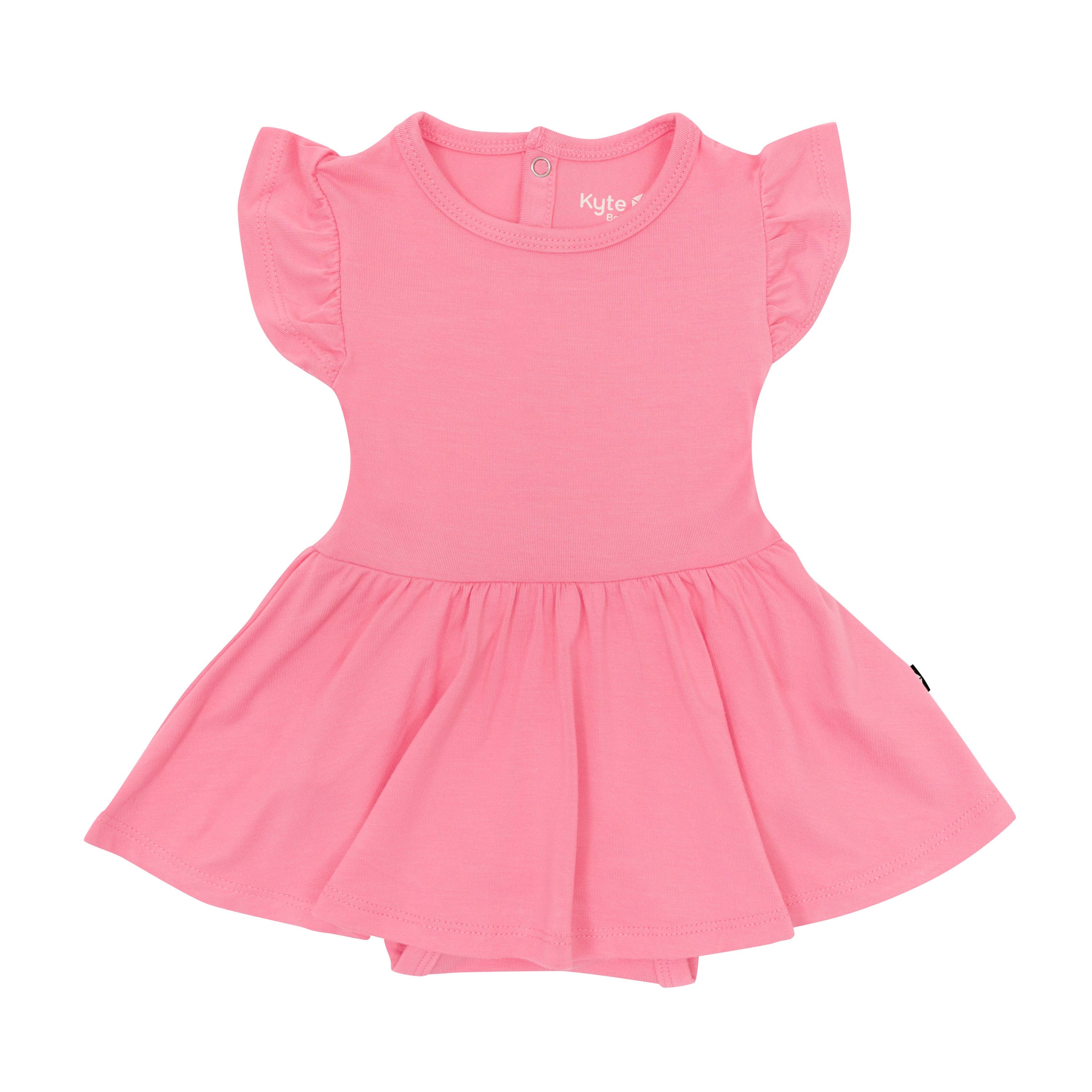 Pink Twirl Bodysuit Dress in Guava
