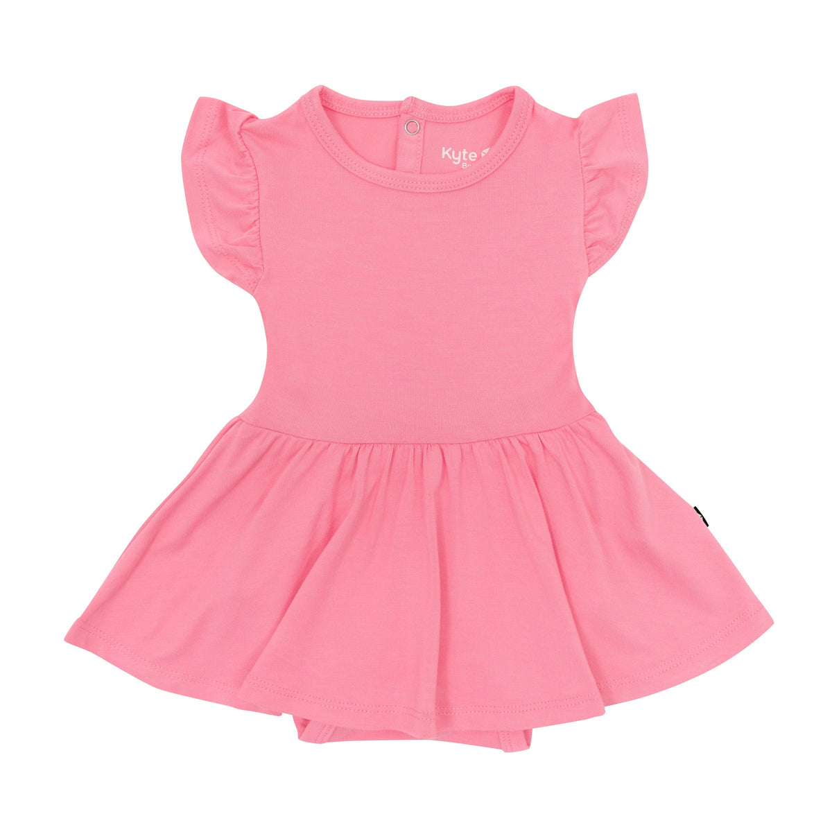 Pink Twirl Bodysuit Dress in Guava