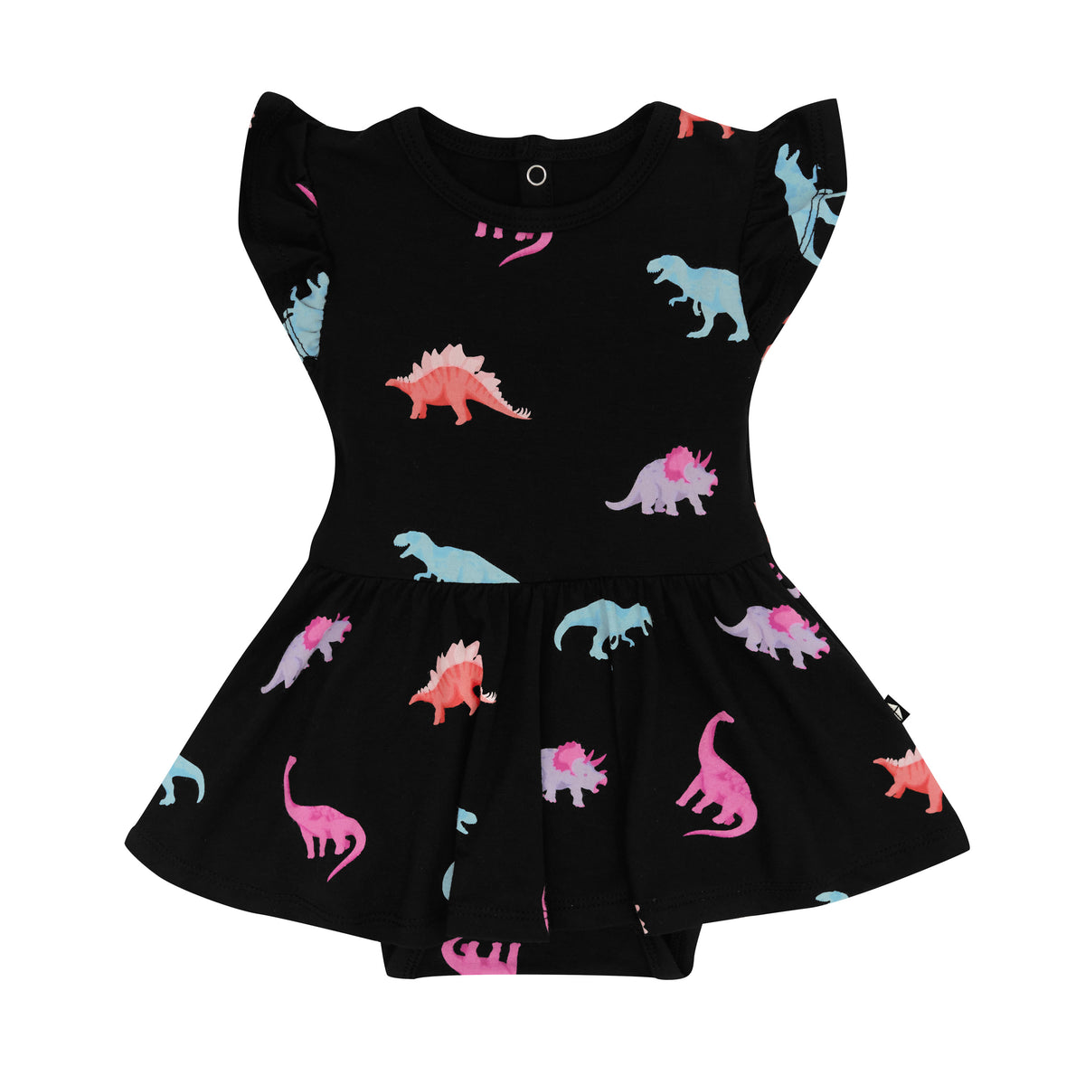 Kyte Baby Short Sleeve Twirl Bodysuit Dress in Midnight Roar