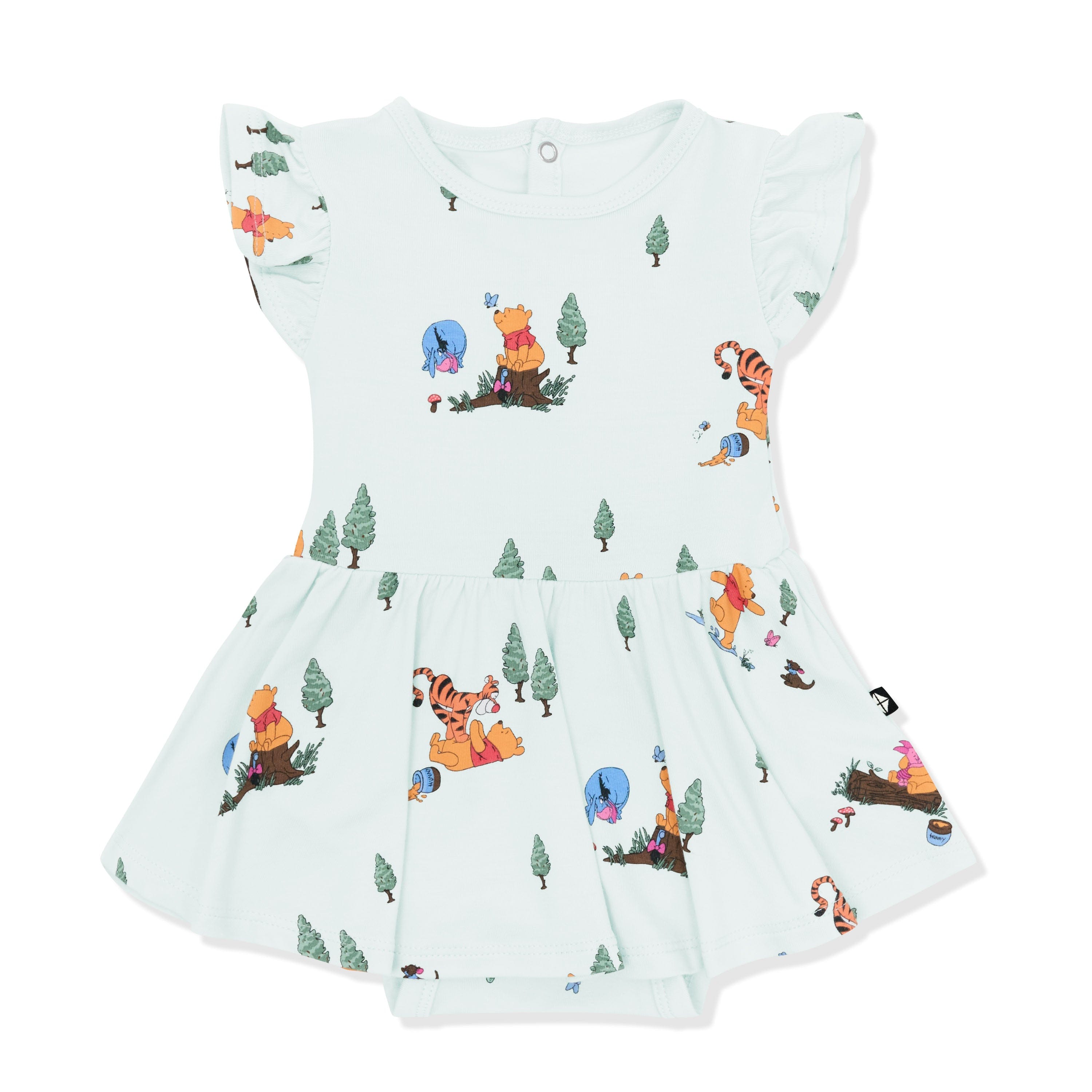 Product photo of the Twirl Bodysuit Dress in Winnie the Pooh Hundred Acre Wood