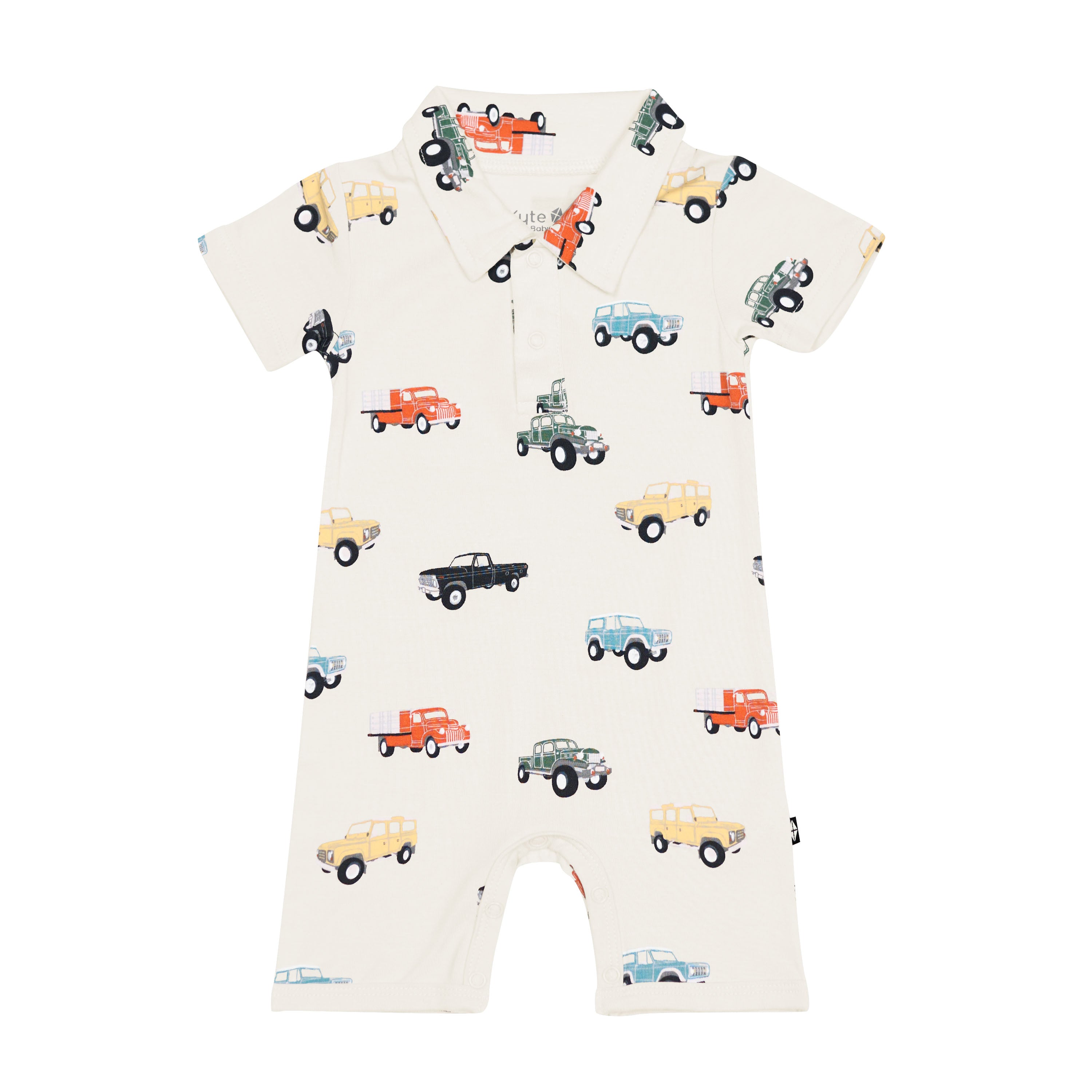 Polo Shortall in Vintage Truck with Snap Closure