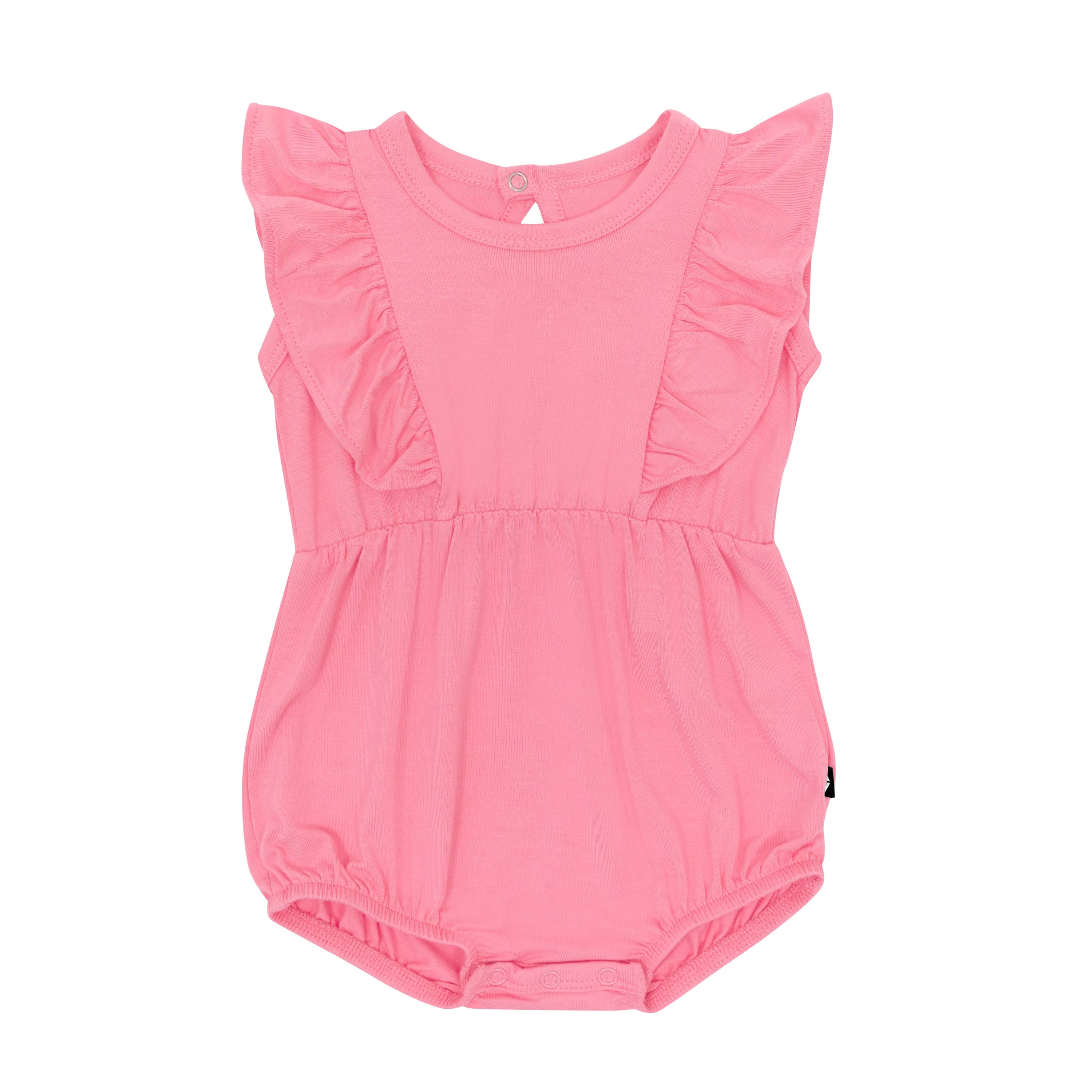 Flutter Sleeve Pink Bubble Romper in Guava