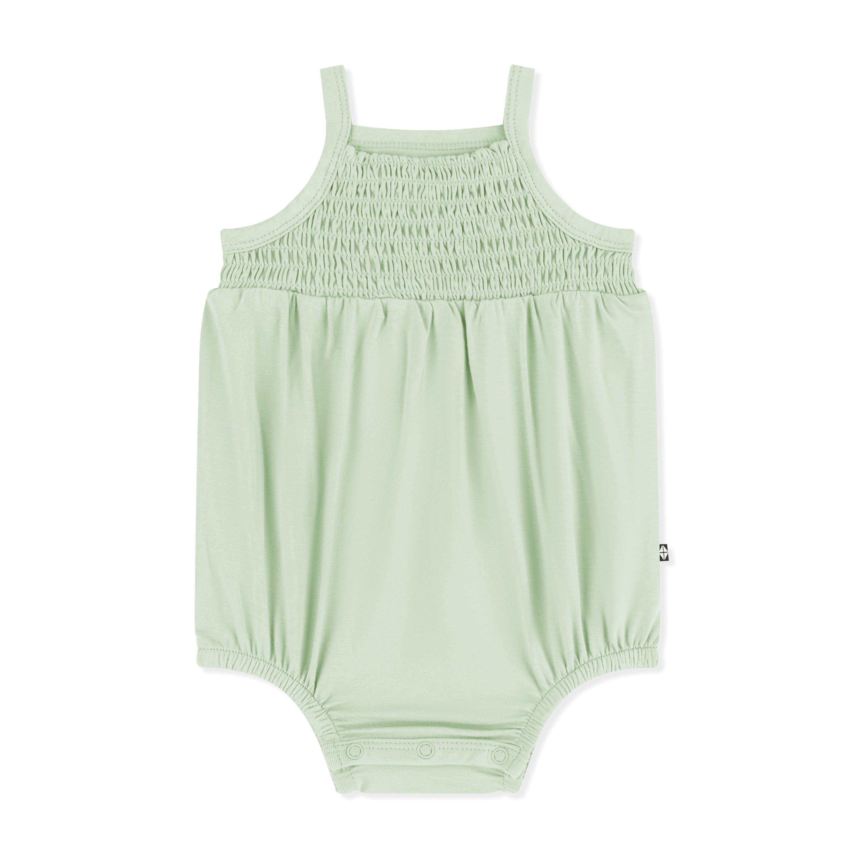 Product photo of the Smocked Bubble Romper in Basil