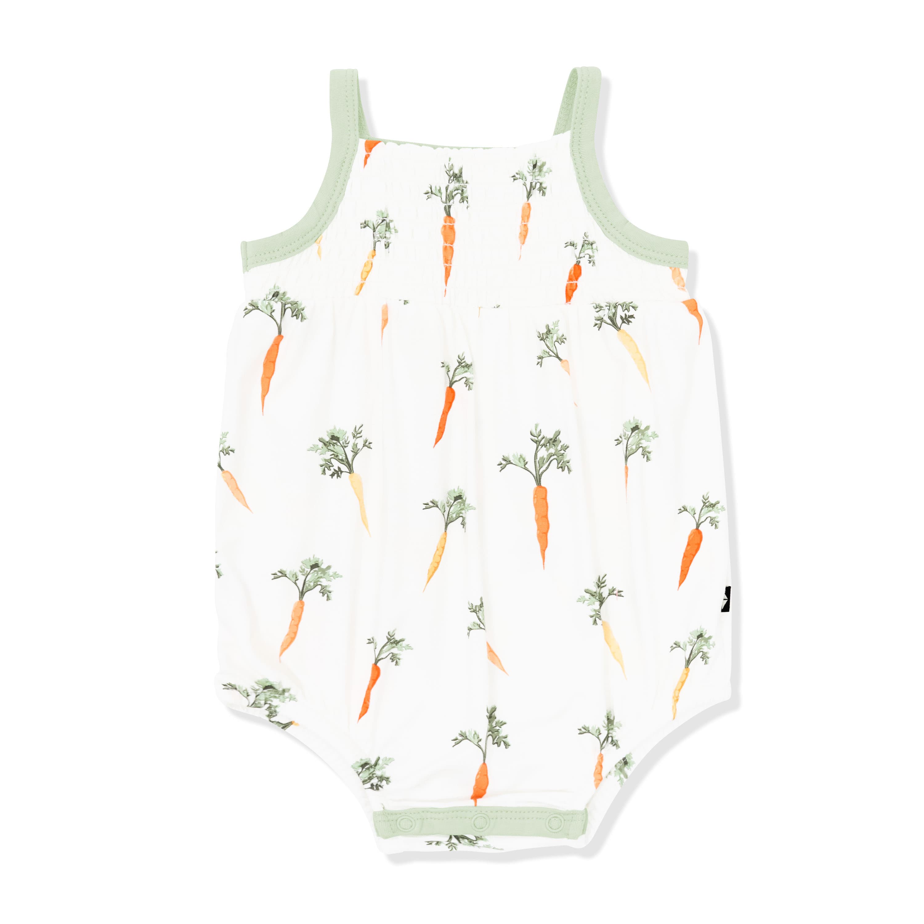 Product photo of the Smocked Bubble Romper in Carrot