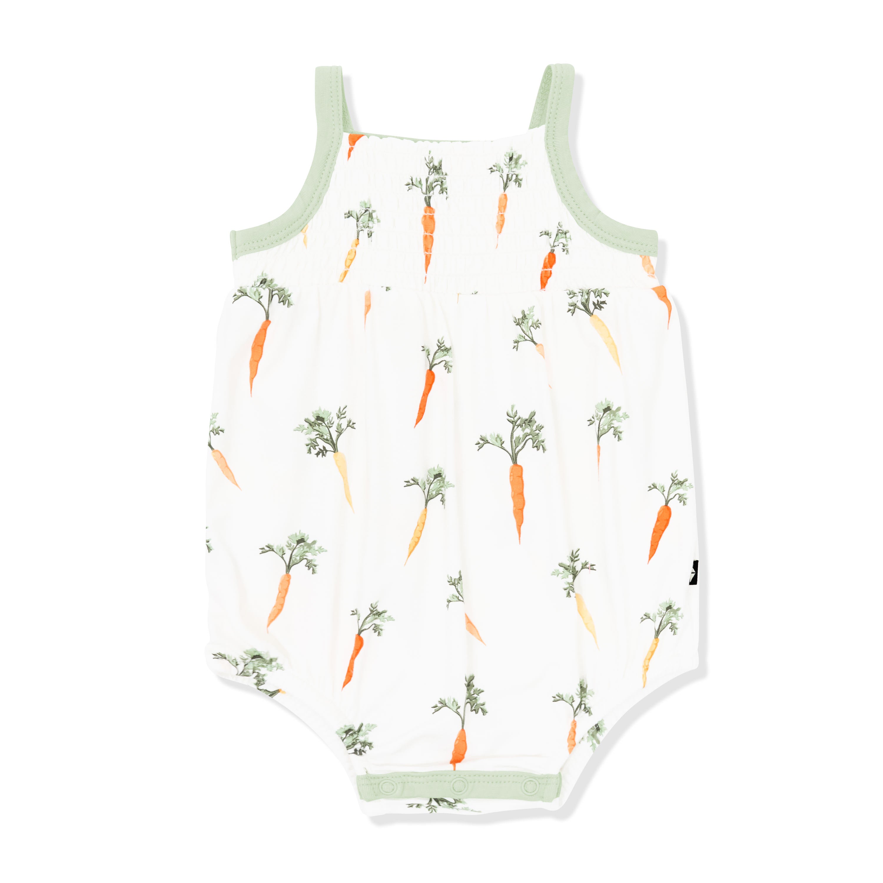 Product photo of the Smocked Bubble Romper in Carrot
