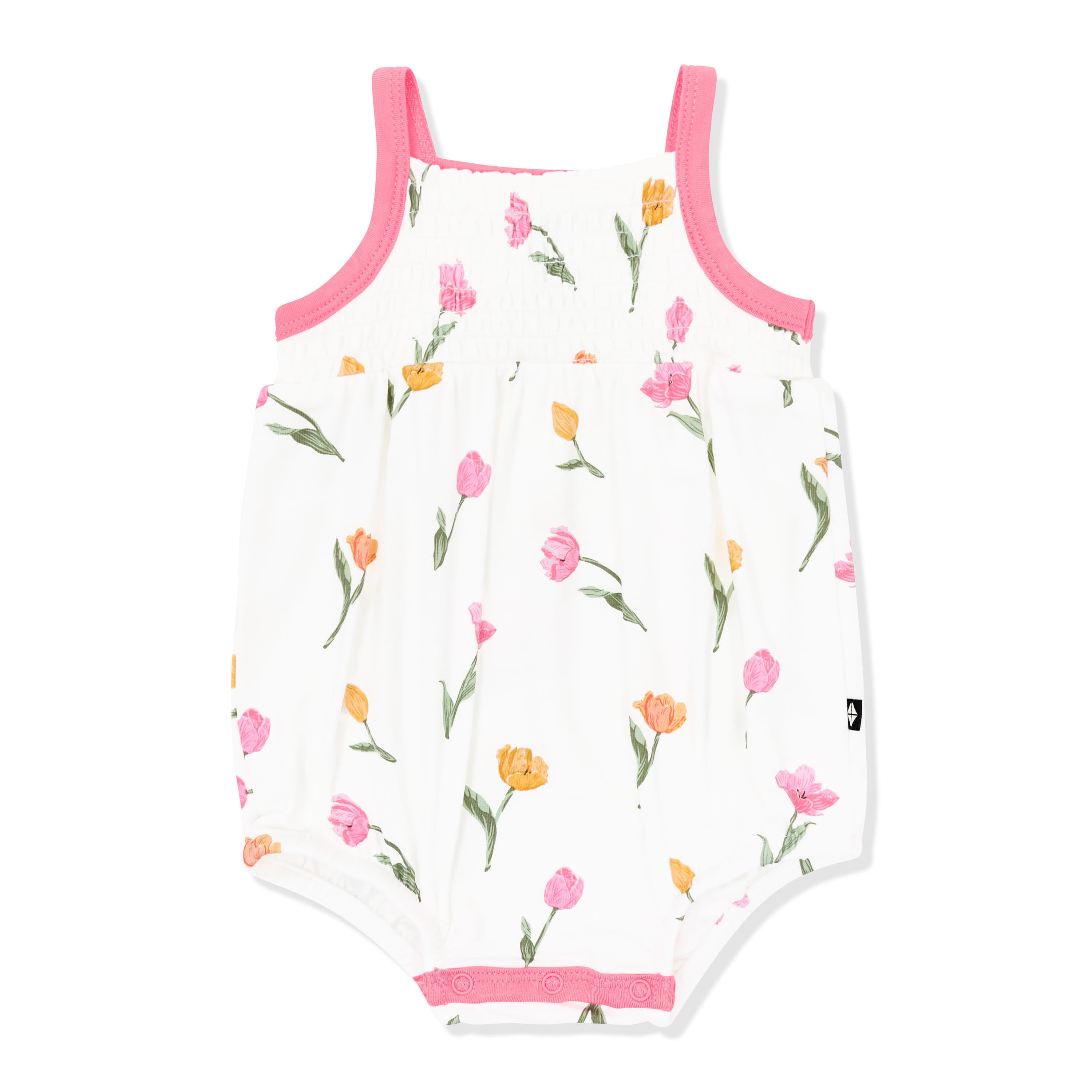 Product photo of the Smocked Bubble Romper in Tulip