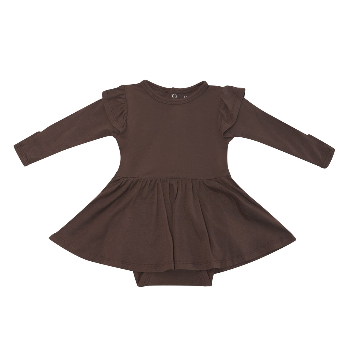 Product photo of the Long Sleeve Twirl Bodysuit Dress in Espresso