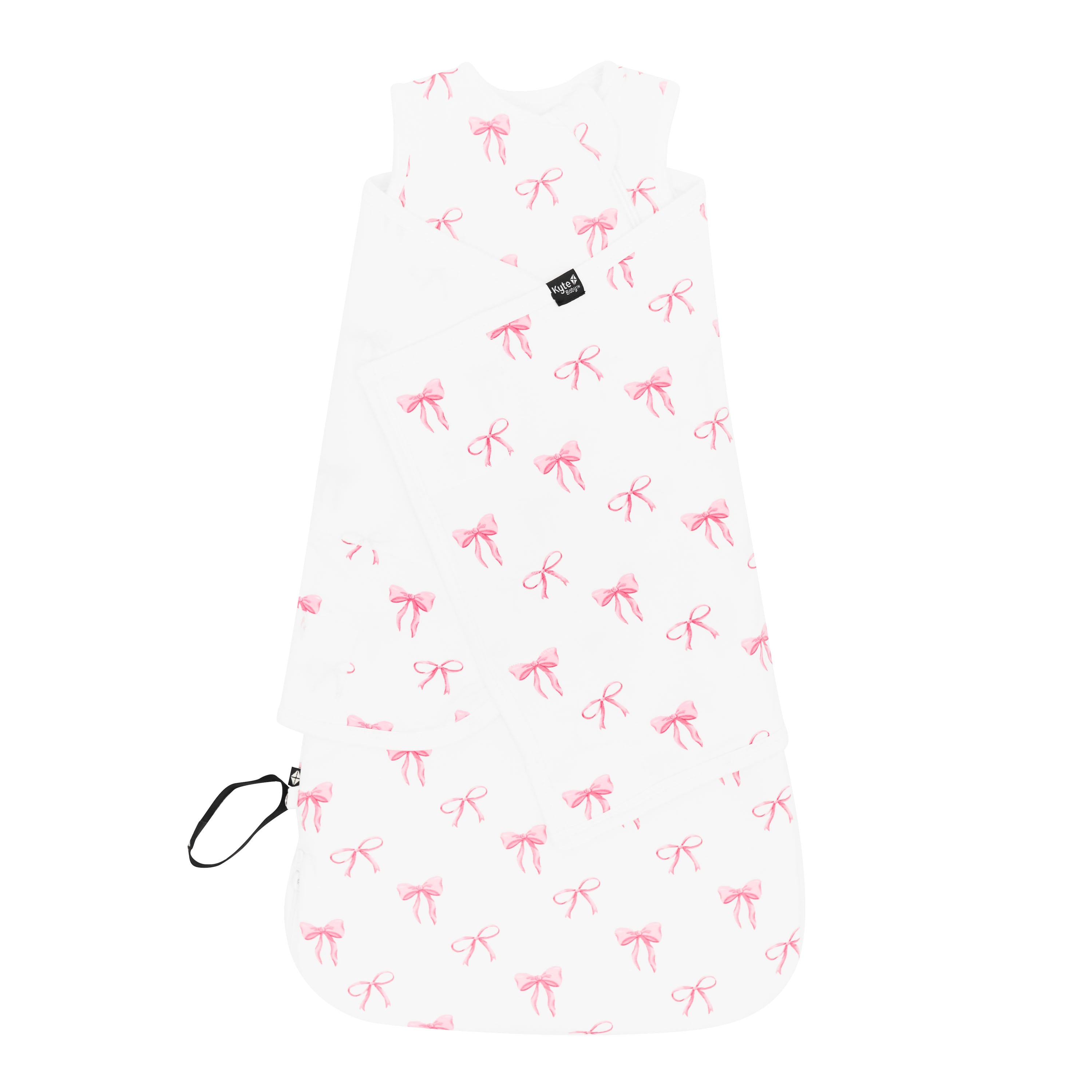 Kyte Baby Sleep Bag Swaddler in Bow 1.0 shown swaddled