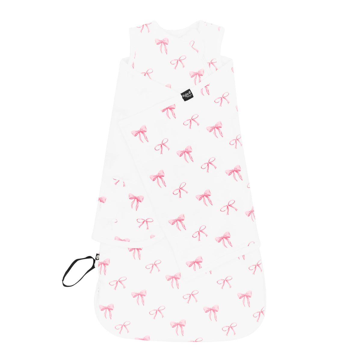 Kyte Baby Sleep Bag Swaddler in Bow 1.0 shown swaddled