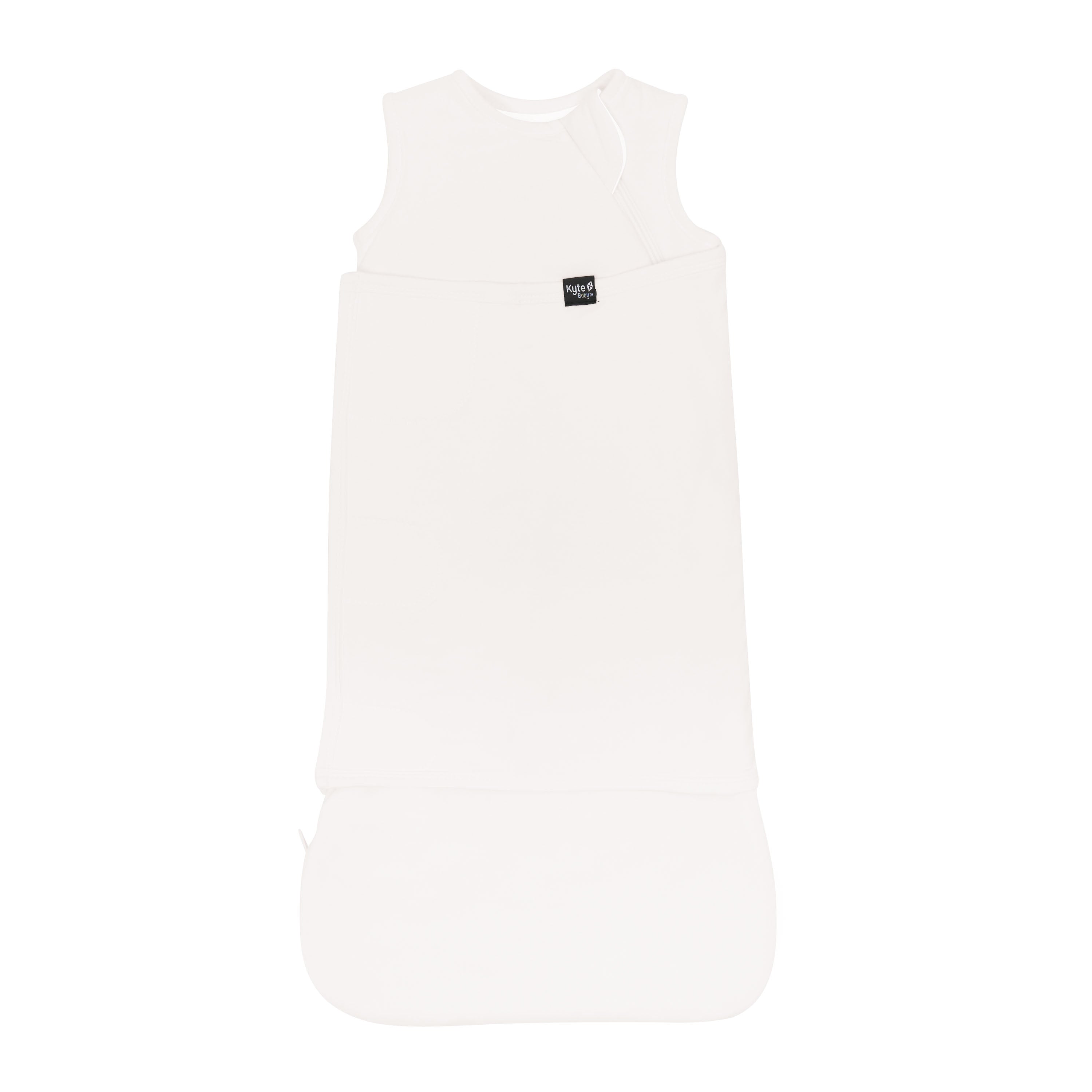 Sleep Bag Swaddler in Cloud 1.0 shown swaddled