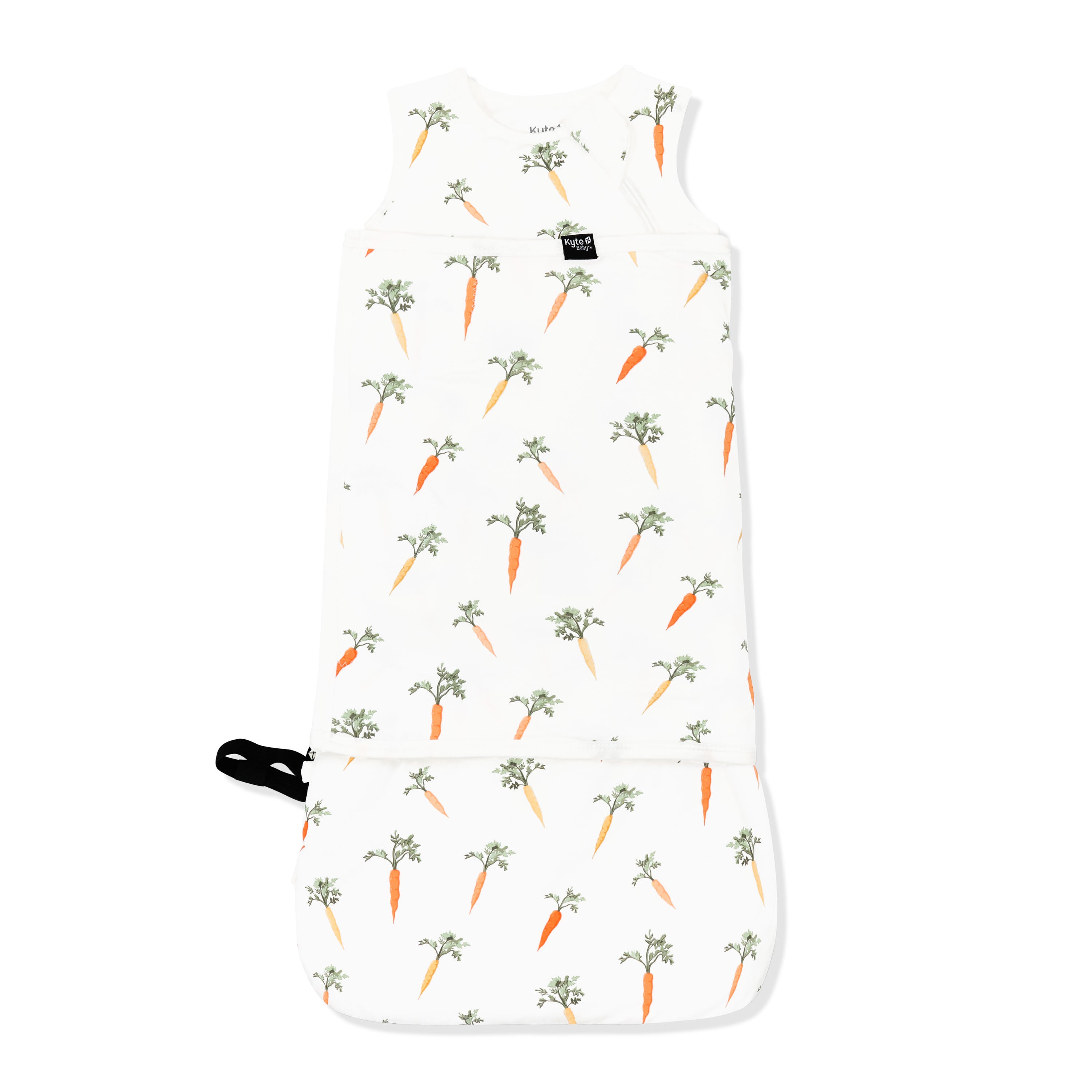 The Sleep Bag Swaddler in Carrot 1.0 shown swaddled