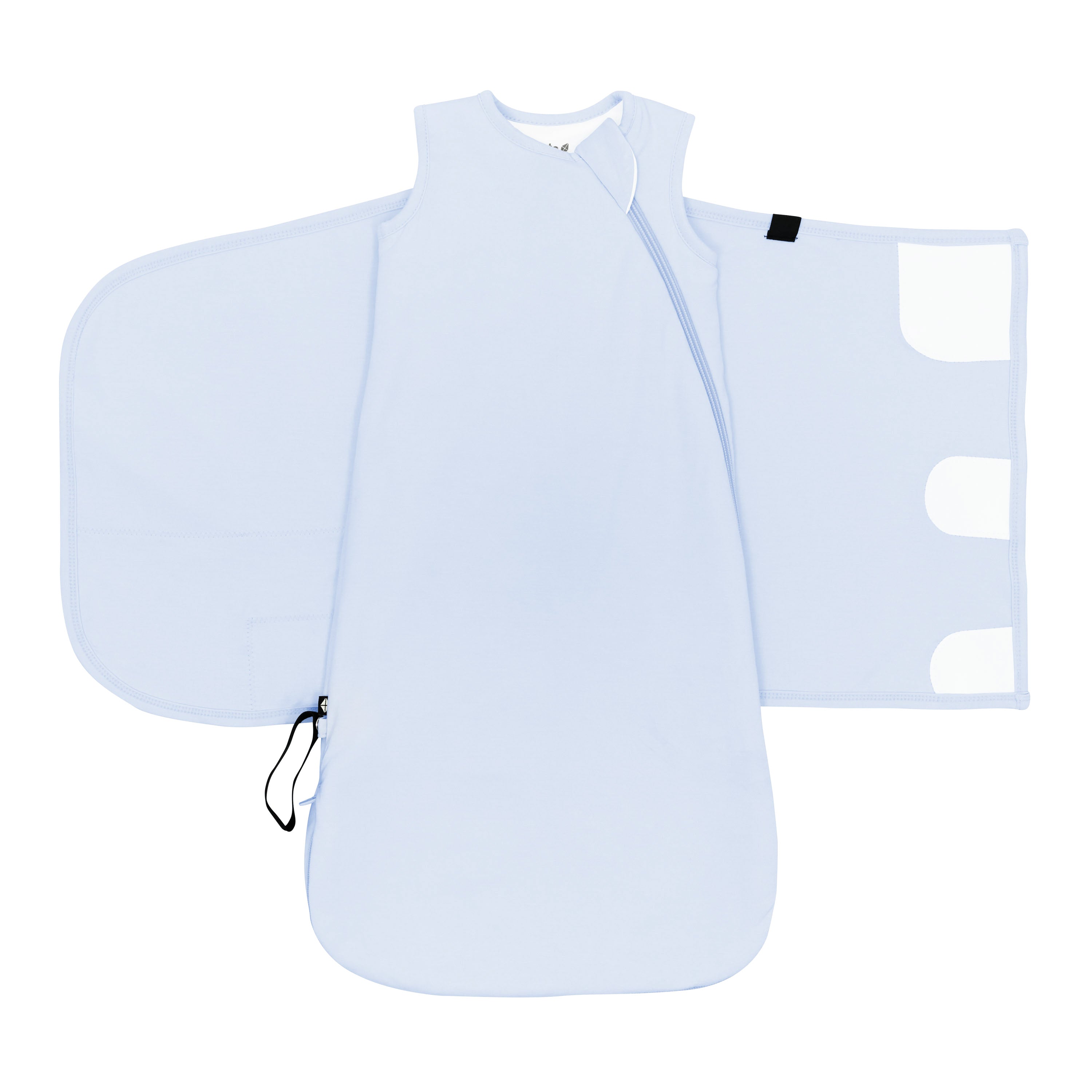 Velcro closure shown on an unswaddled Sleep Bag Swaddler in Mist 1.0