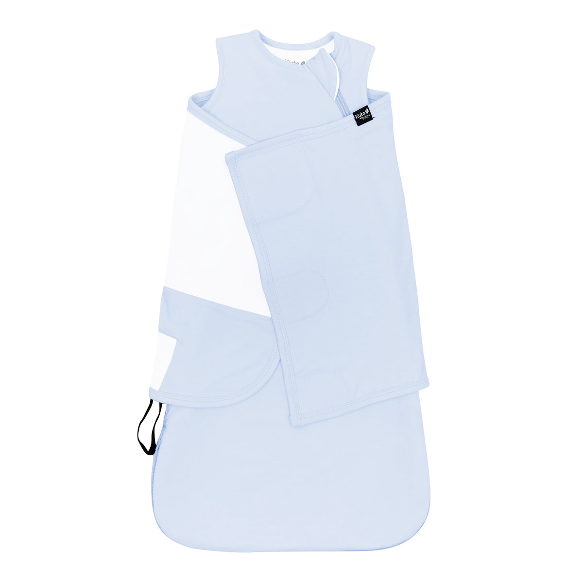 Sleep Bag Swaddler in Mist 1.0 shown swaddled