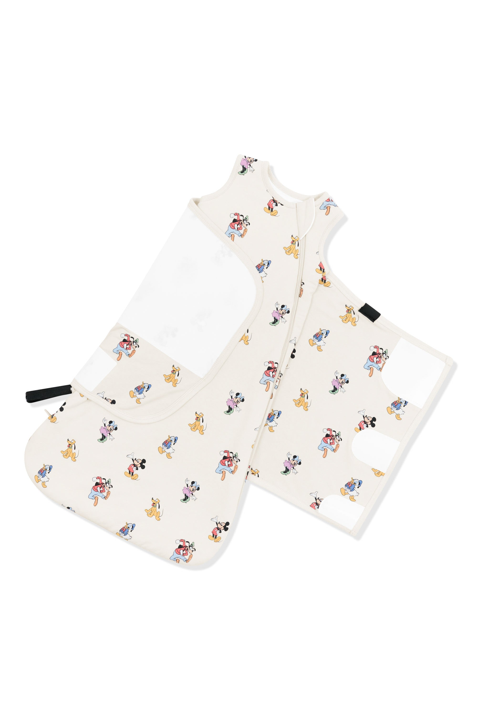 Adjustable swaddle wrap shown on an unswaddled Sleep Bag Swaddler in Mickey Mouse and Friends 1.0