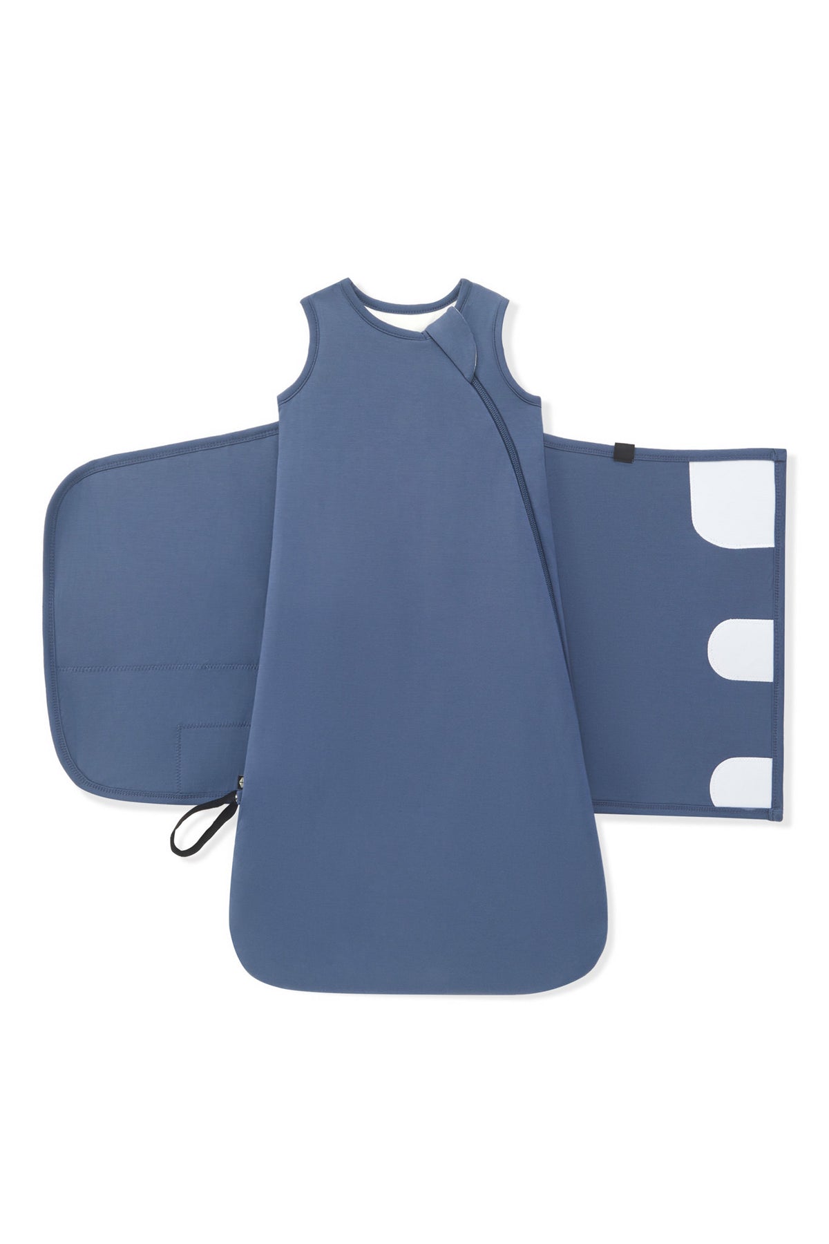 Black Sleep Bag Swaddler in Oxford 1.0 shown unswaddled on a white background