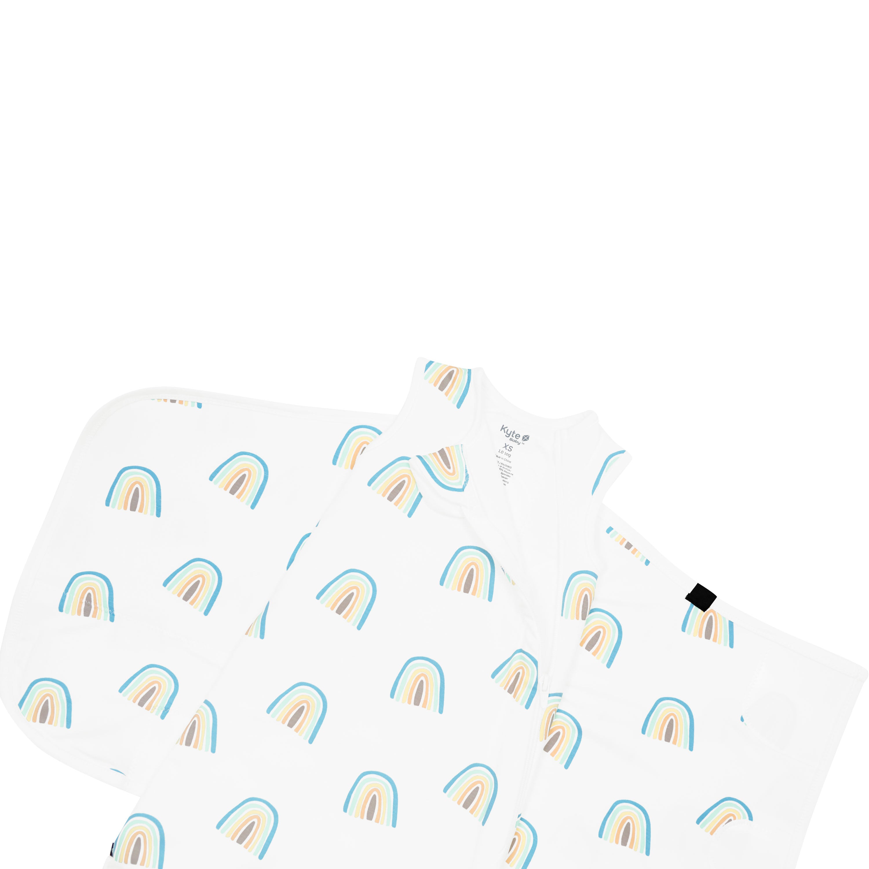 Sleep Bag Swaddler in Makai Rainbow 1.0 zipper garage and top zipper