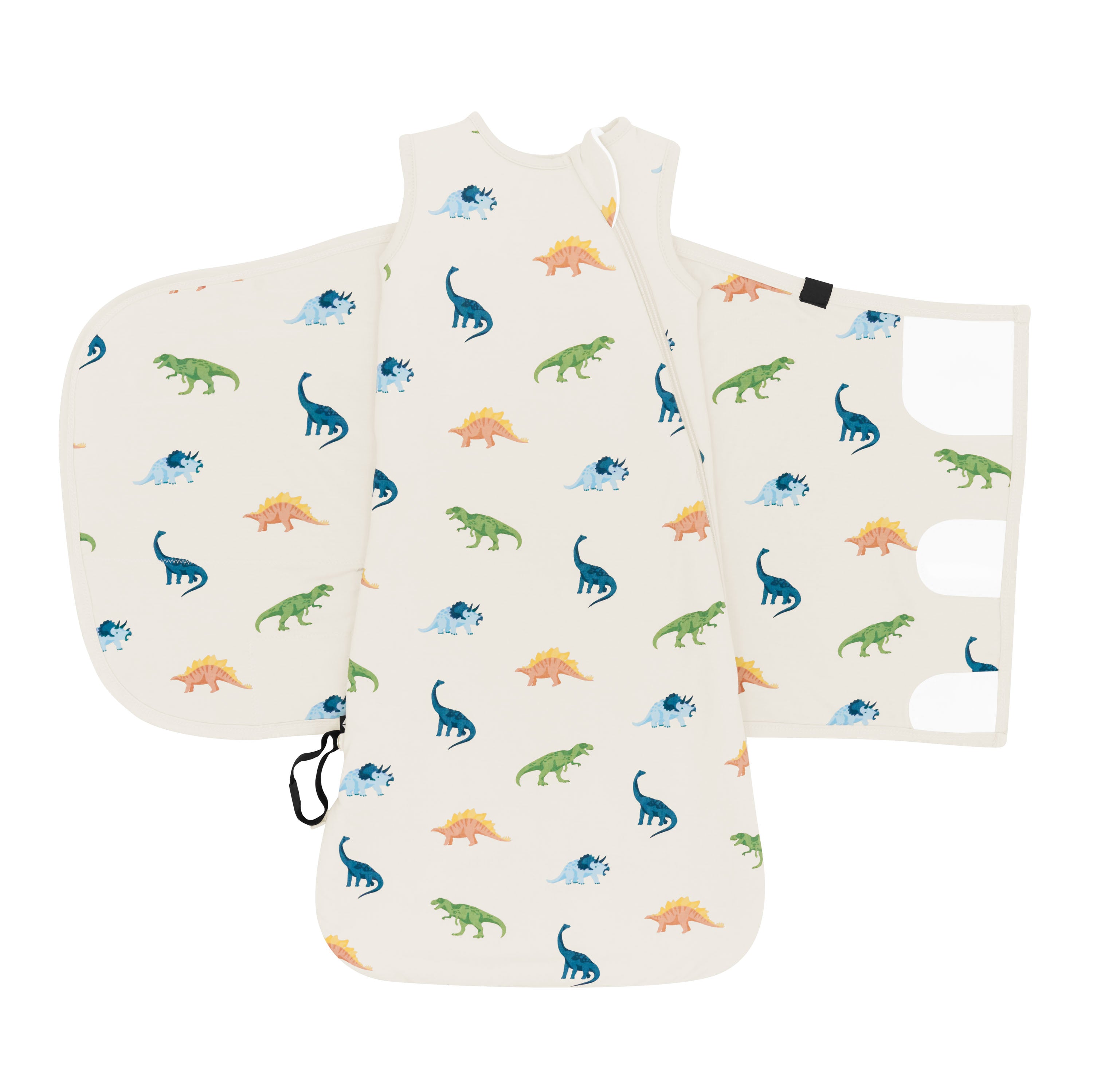 Adjustable Velcro on Kyte Baby 1.0 TOG Sleep Bag Swaddler in Ecru Roar