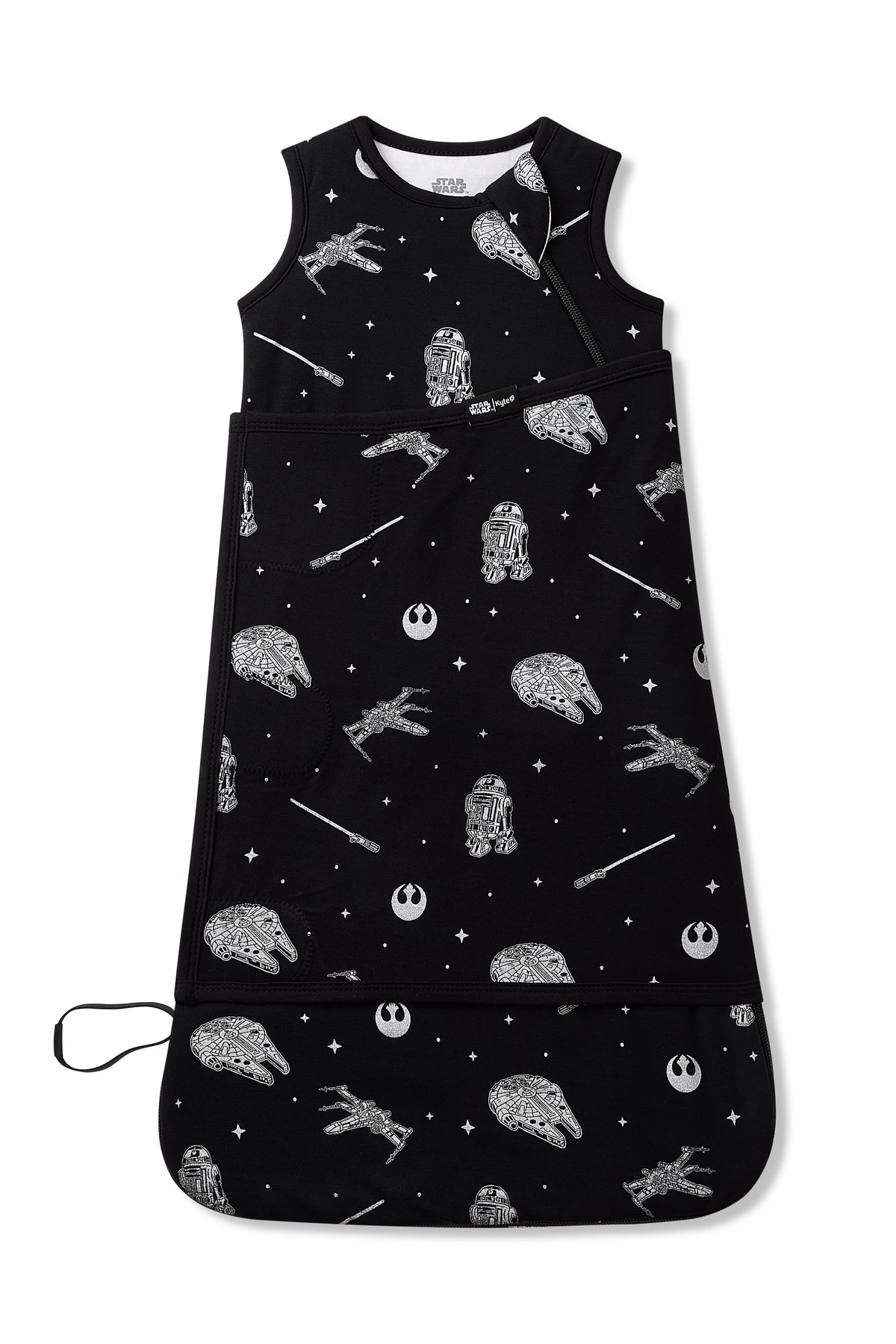 Sleep Bag Swaddler in STAR WARS™ 1.0 shown swaddled on a white surface