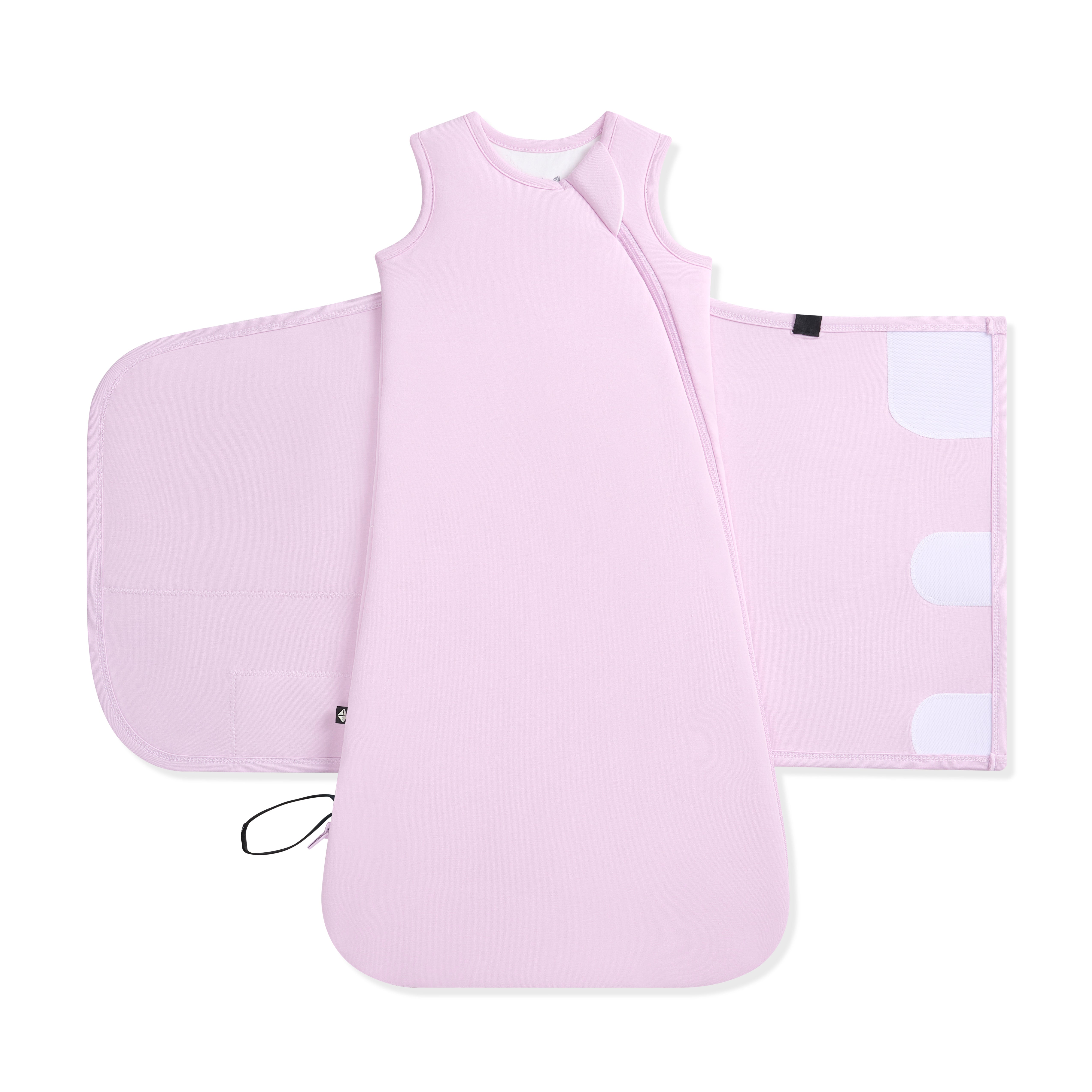 Purple baby sleep bag swaddler on a white background