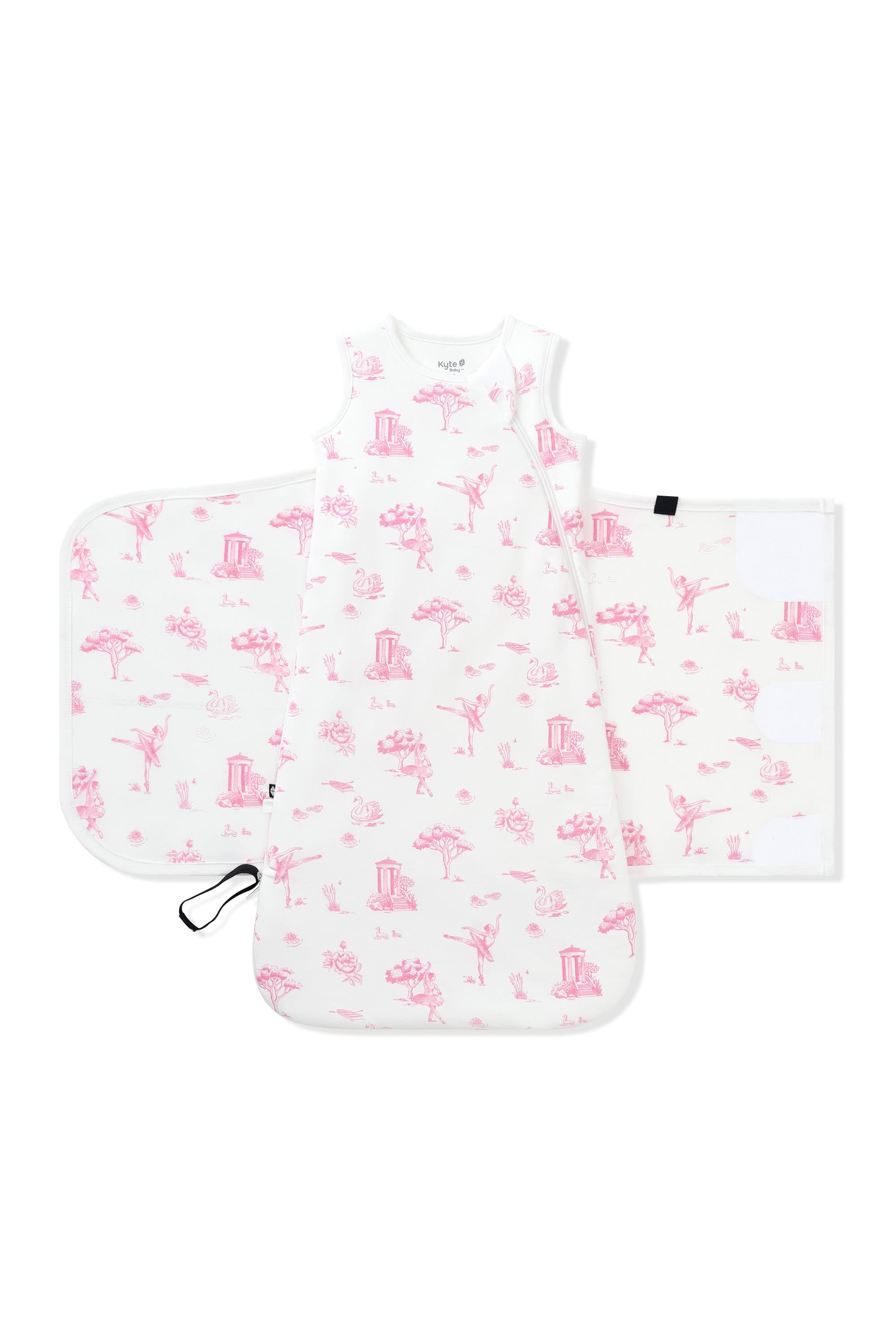 Sleep Bag Swaddler in Toile Ballet 1.0 shown unswaddled