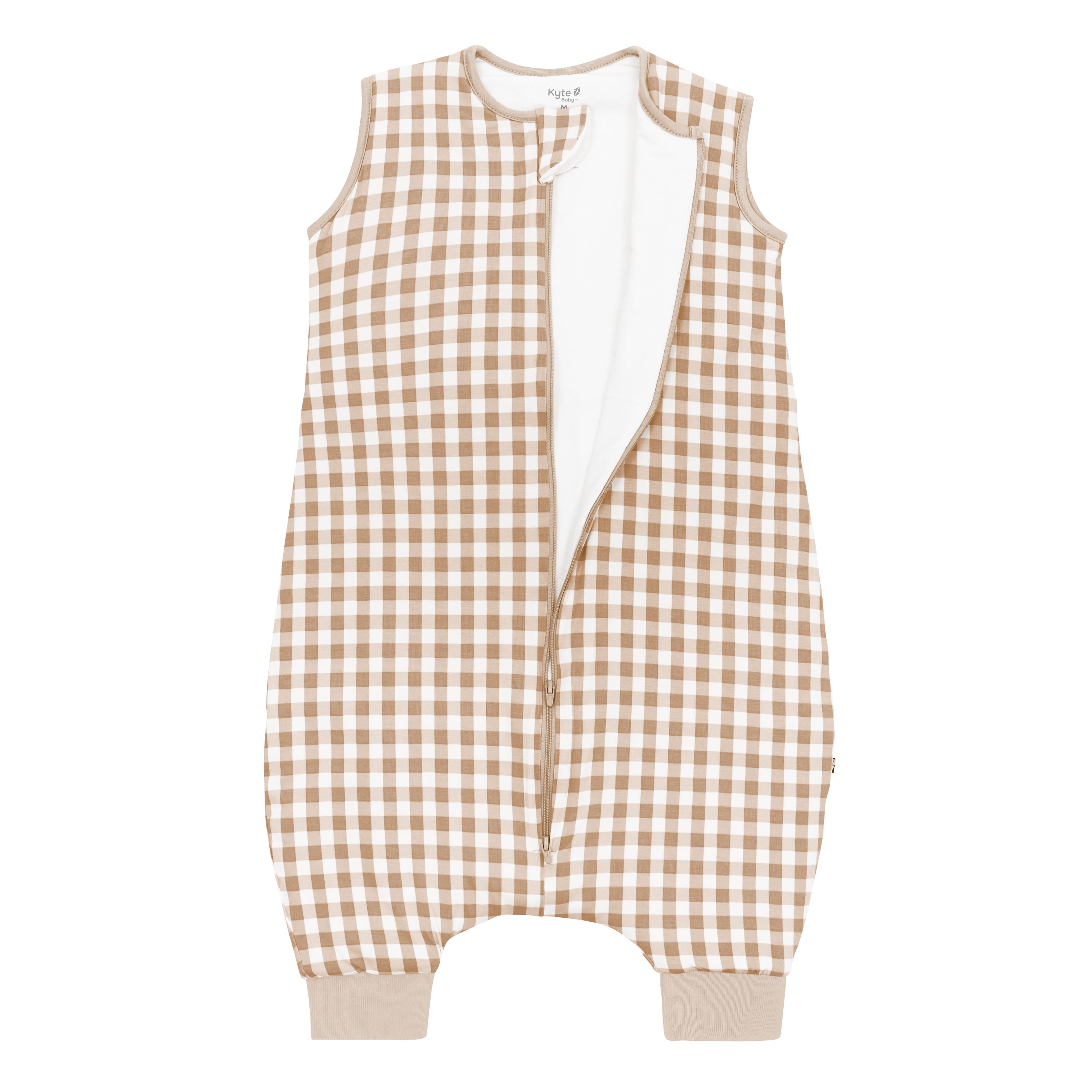 Sleep Bag Walker in Gingham Bisque 1.0 shown unzipped