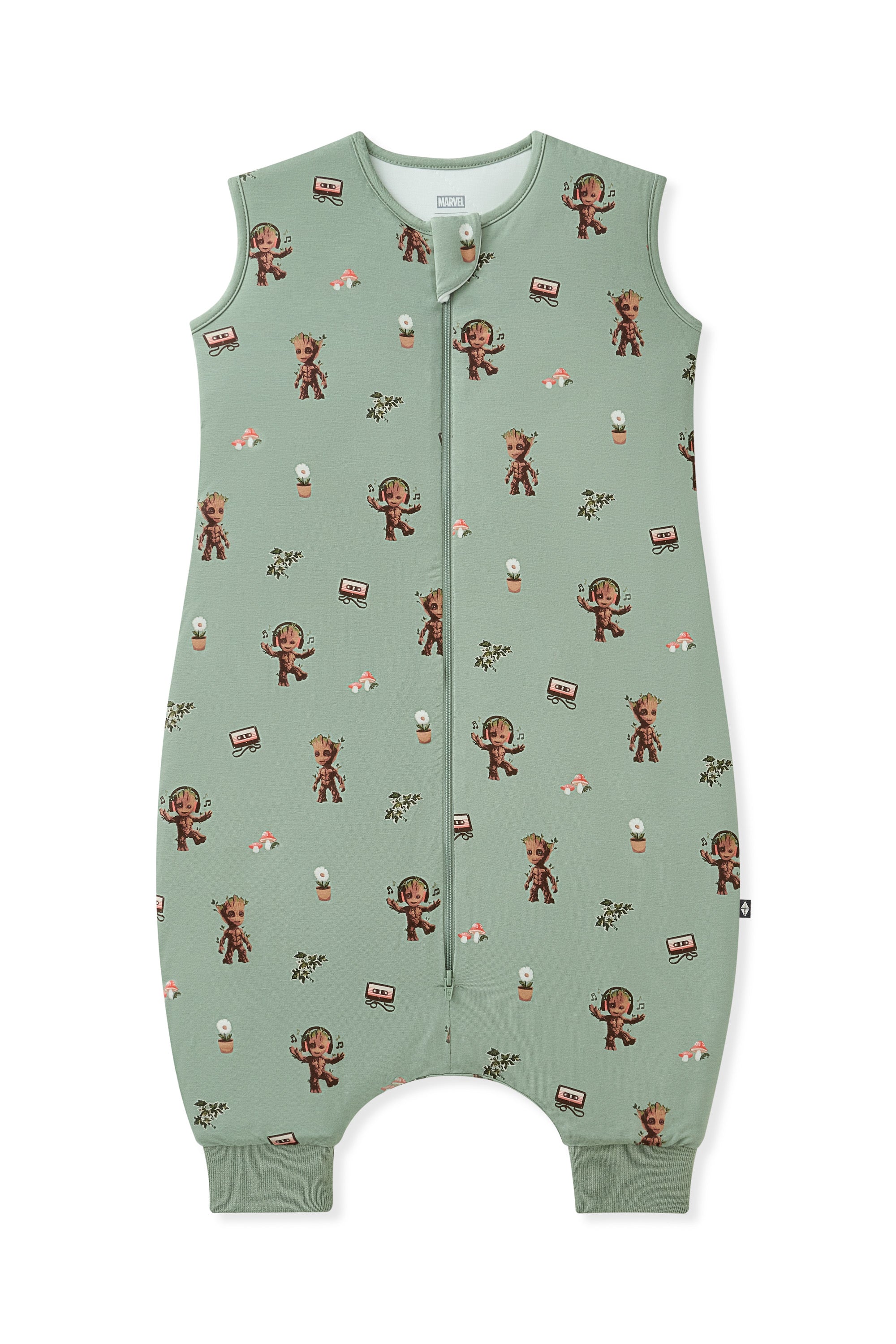Green Sleep Bag Walker in Groot print on white background