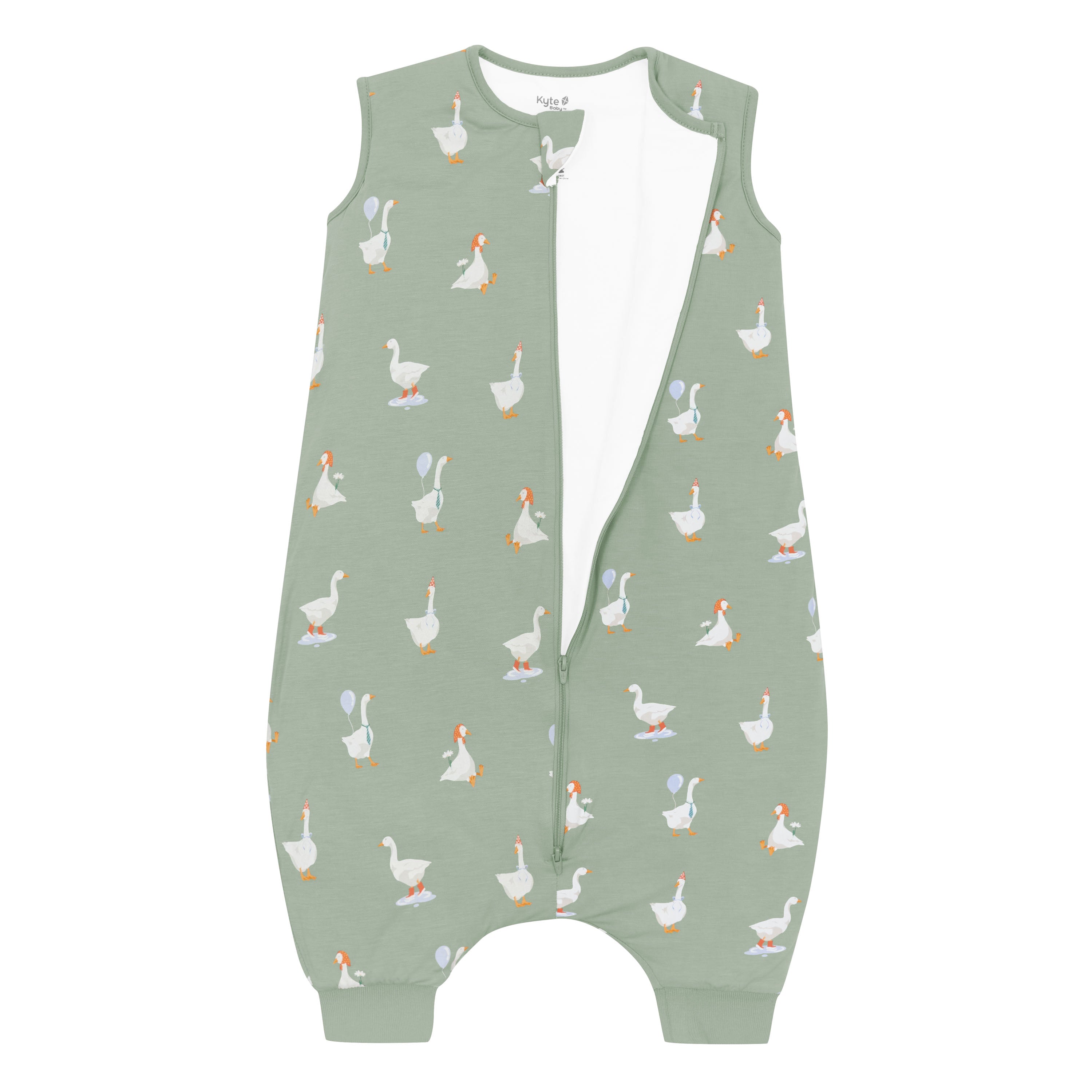 Sleep Bag Walker in Silly Goose 1.0 shown unzipped