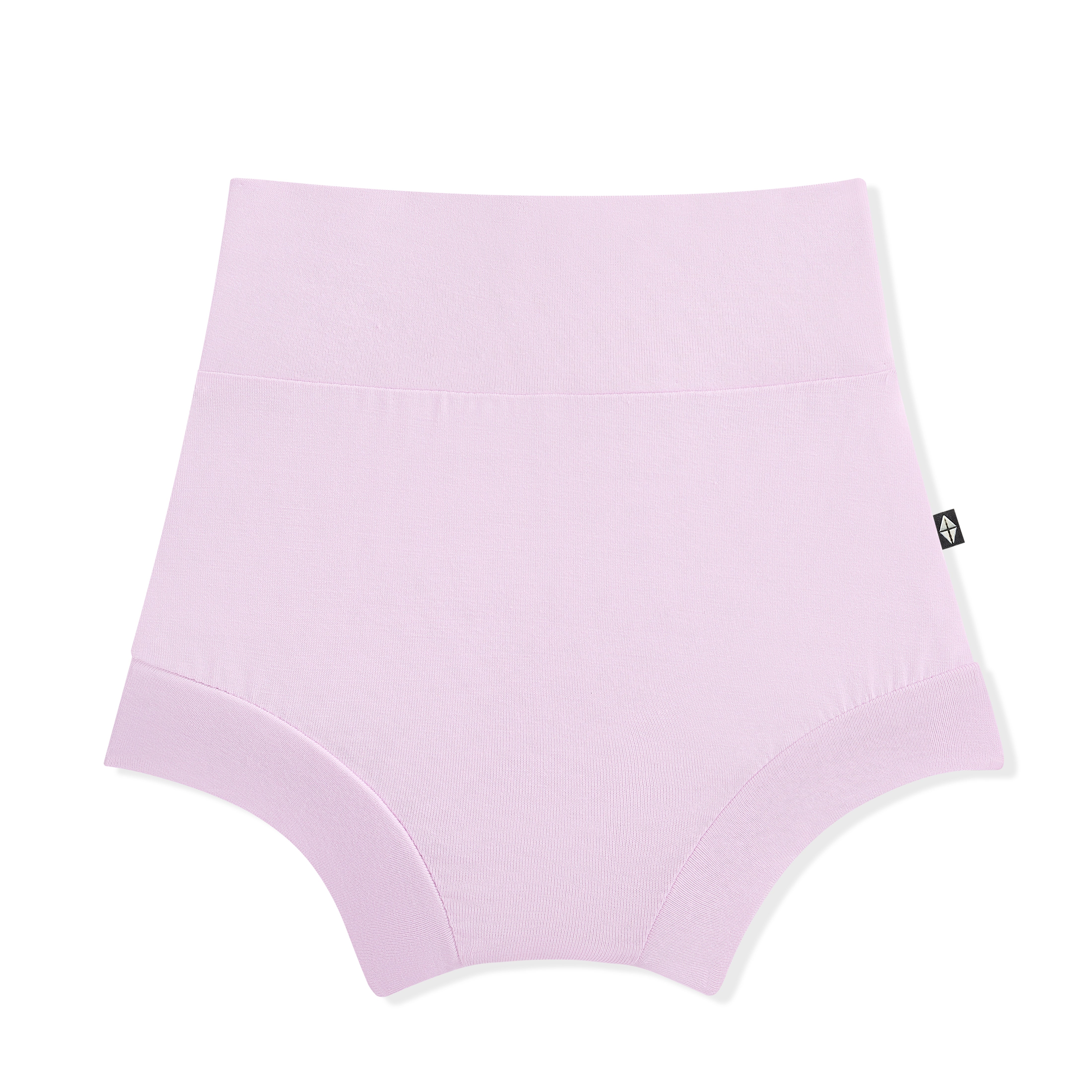 Light purple high-waisted baby bummies on a white background