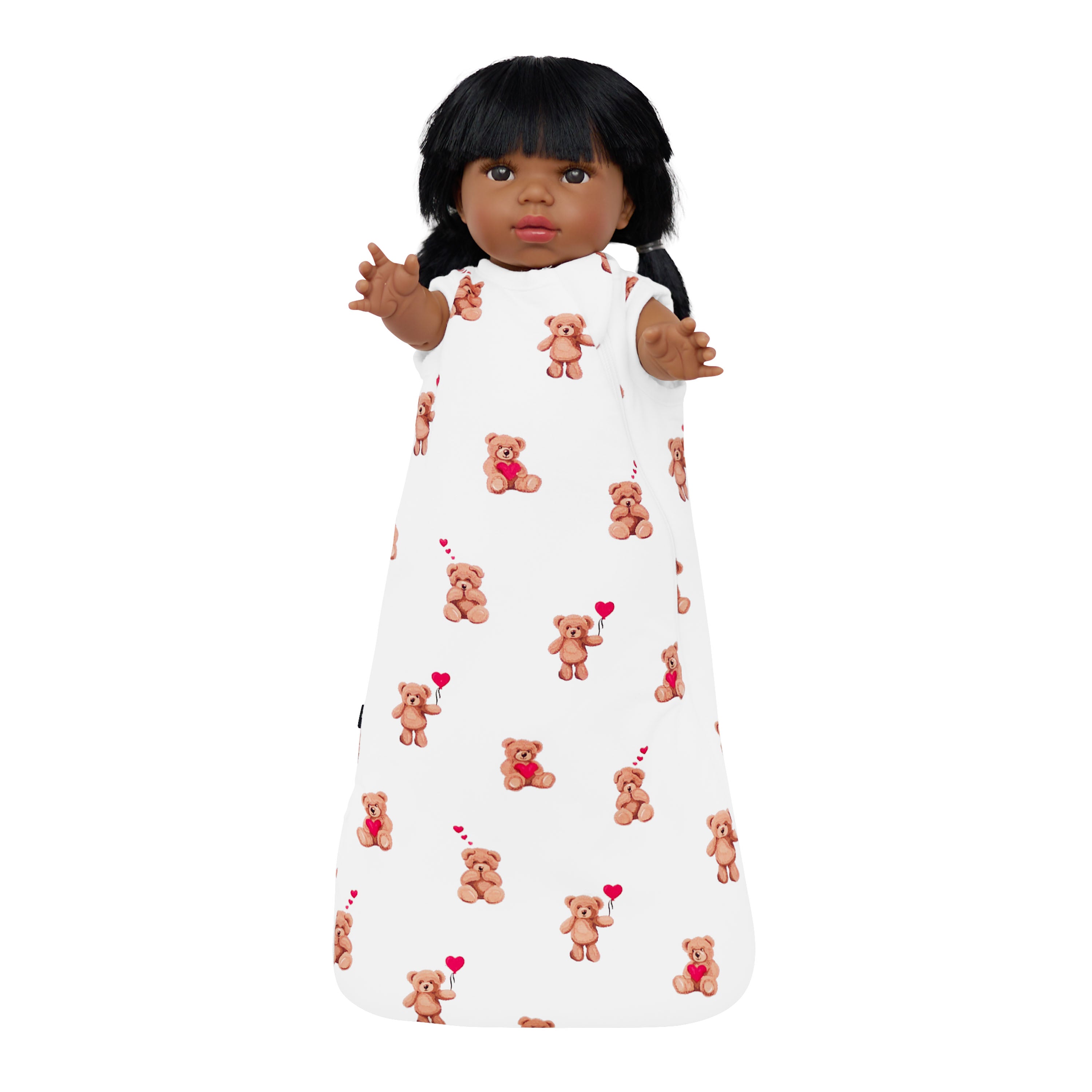 Baby Doll Sleep Bag in Bear Hearts shown on a toy doll