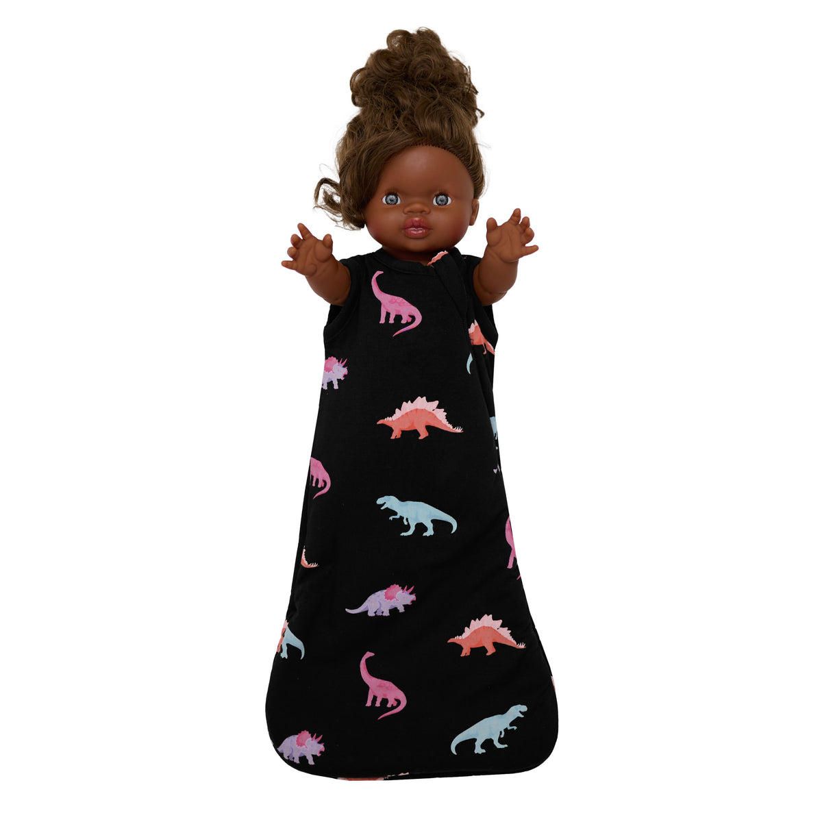 Baby Doll Sleep Bag in Midnight Roar shown on baby doll