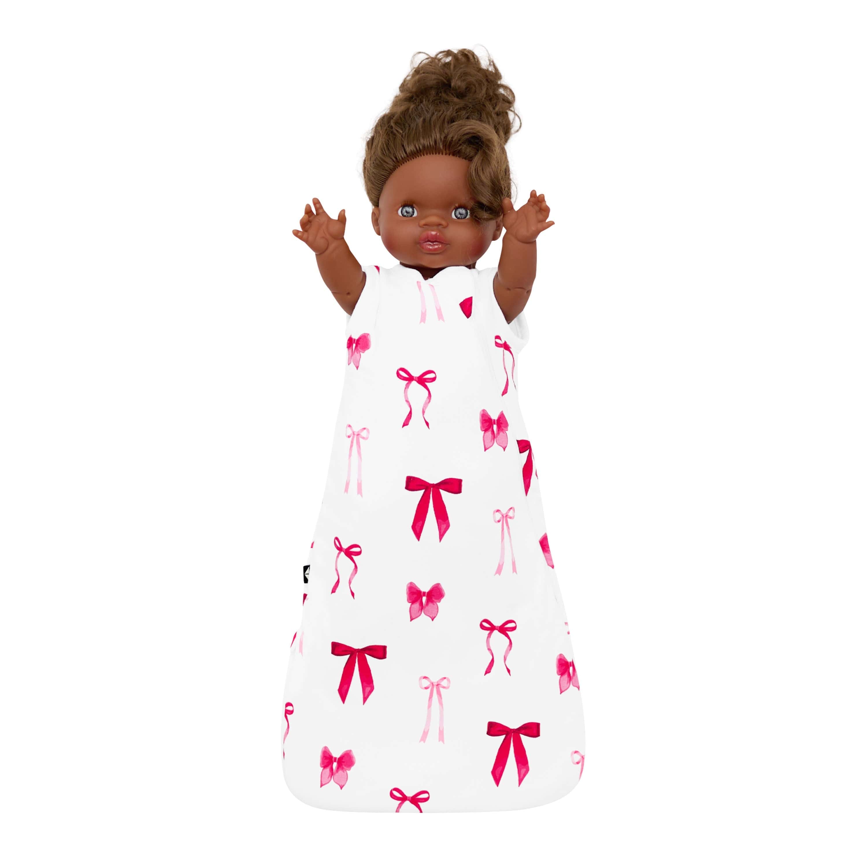 Baby Doll Sleep Bag in Small Love Bow shown on a toy doll