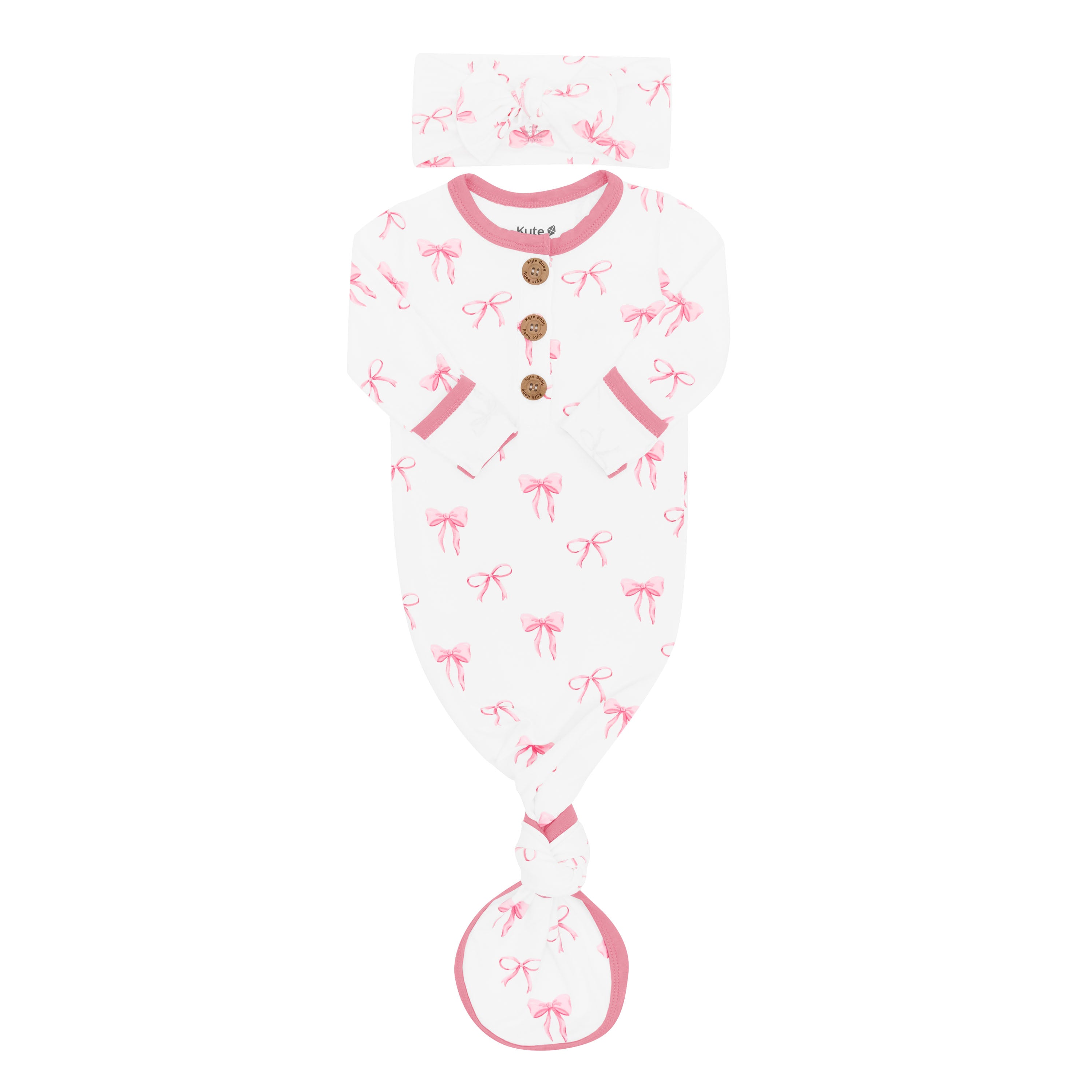 Knotted Gown with Bow Set in Bow for hospital newborn outfit