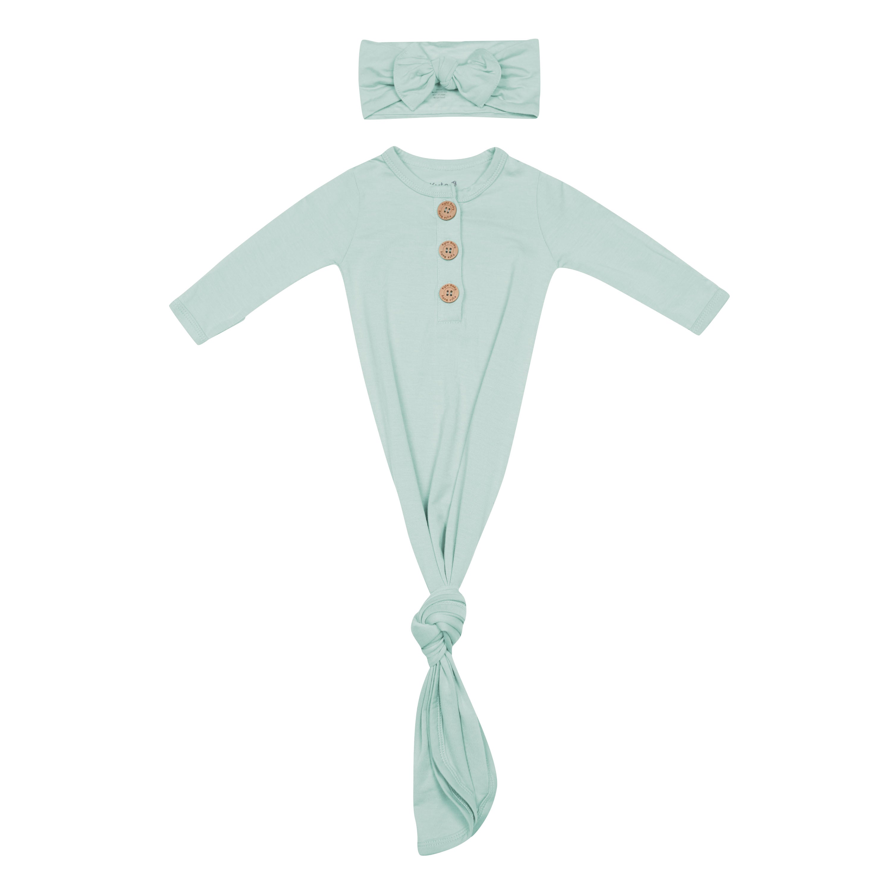 Green Knotted Gown with Bow Set in Sage