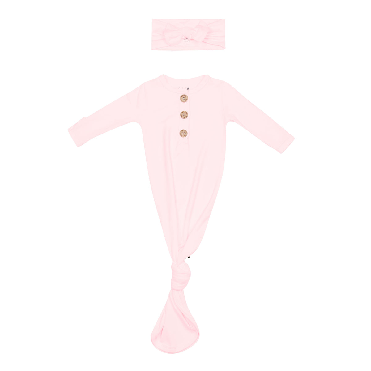 Pink Knotted Gown with Bow Set in Sakura for hospital newborn outfit