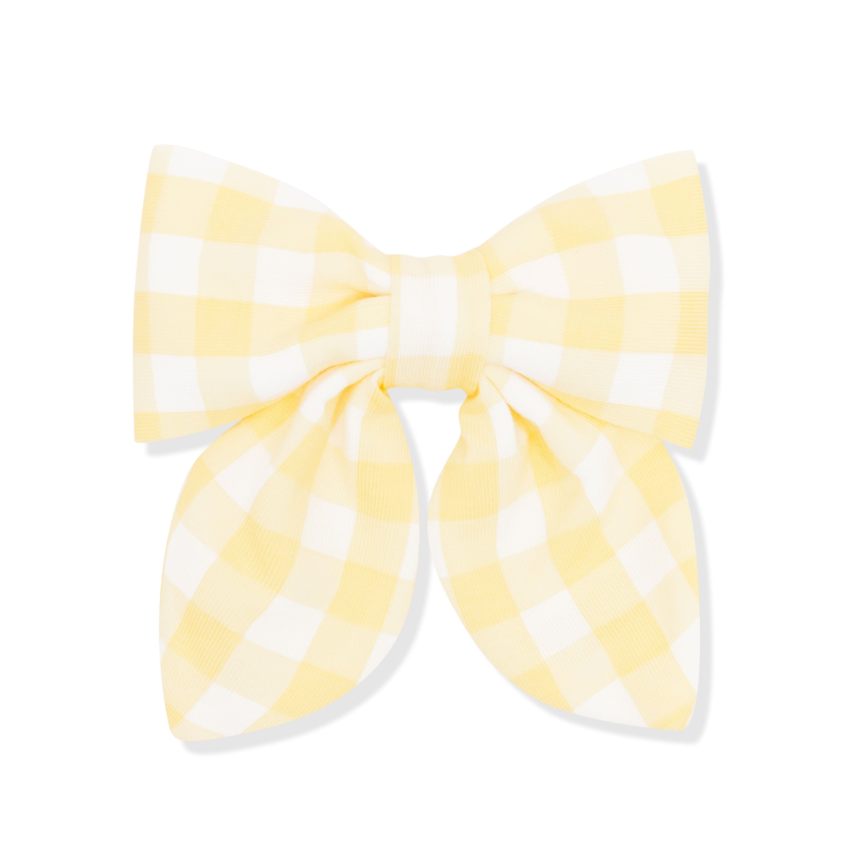 Product photo of the Medium Alligator Clip Bow in Gingham Chamomile