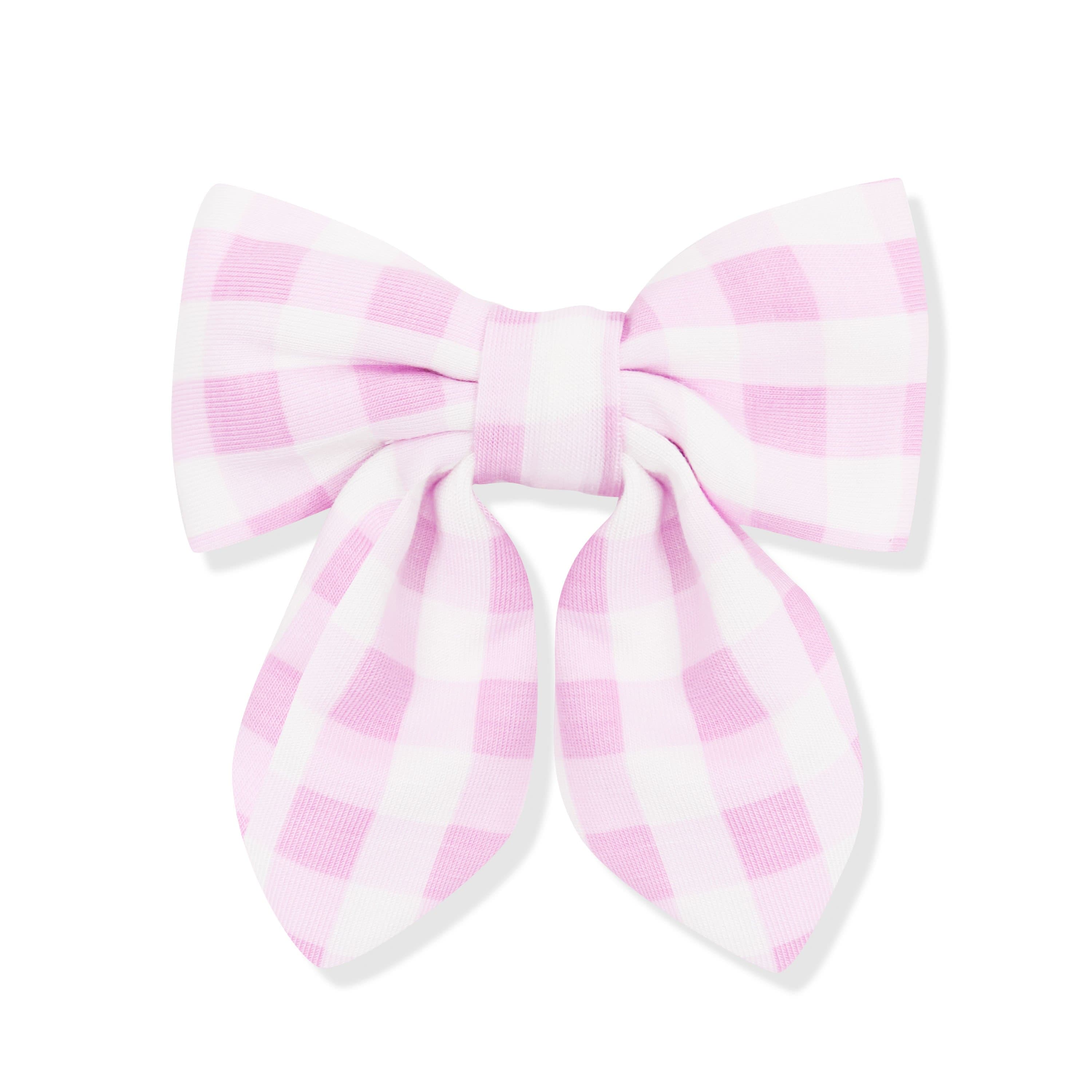 Product photo of the Medium Alligator Clip Bow in Gingham Thistle shown on a white background