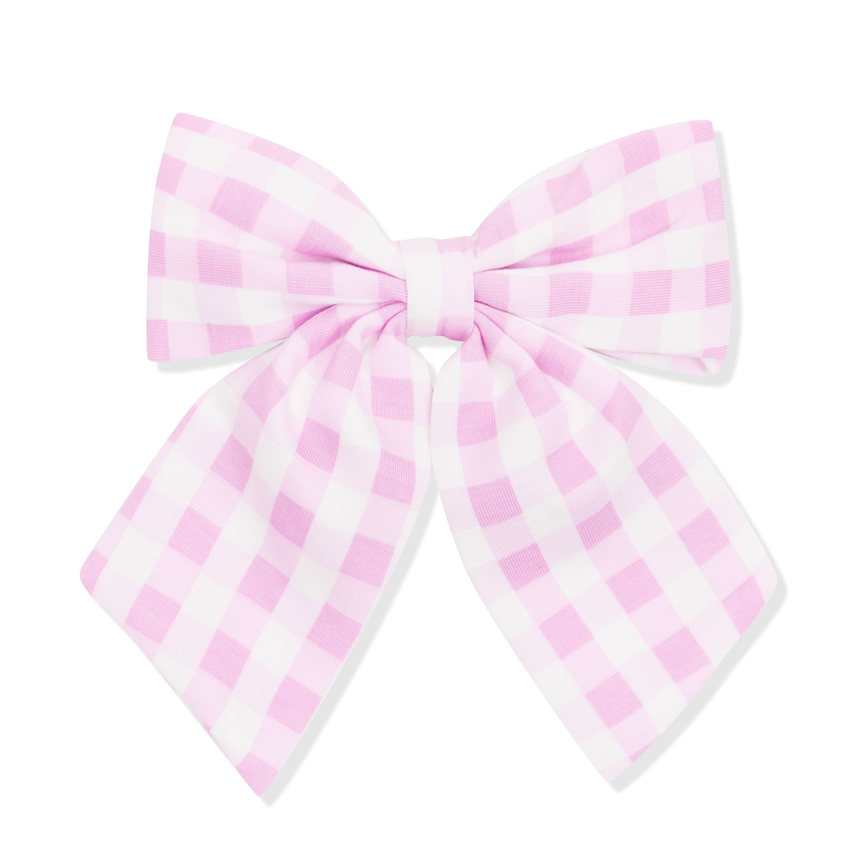 Product photo of the Large Alligator Clip Bow in Gingham Thistle on a white surface