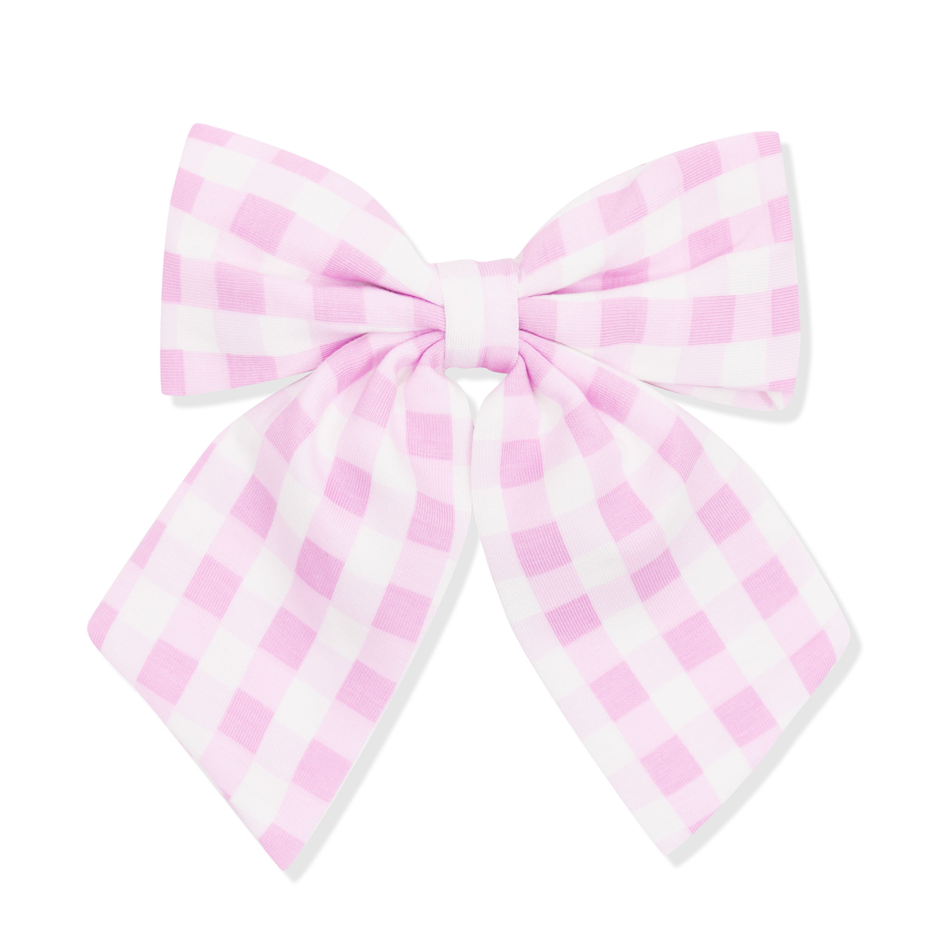 Product photo of the Large Alligator Clip Bow in Gingham Thistle on a white surface