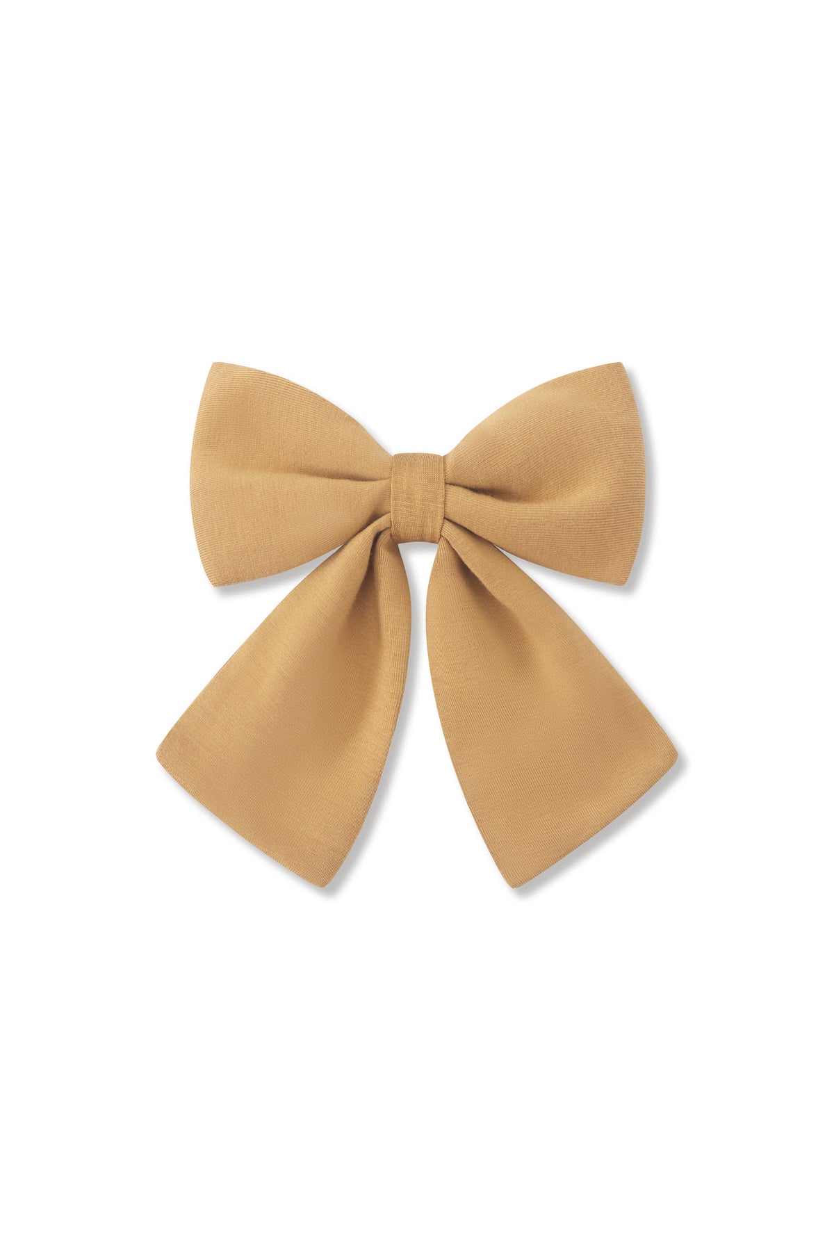 Large Alligator Clip Bow in Ochre on a white background