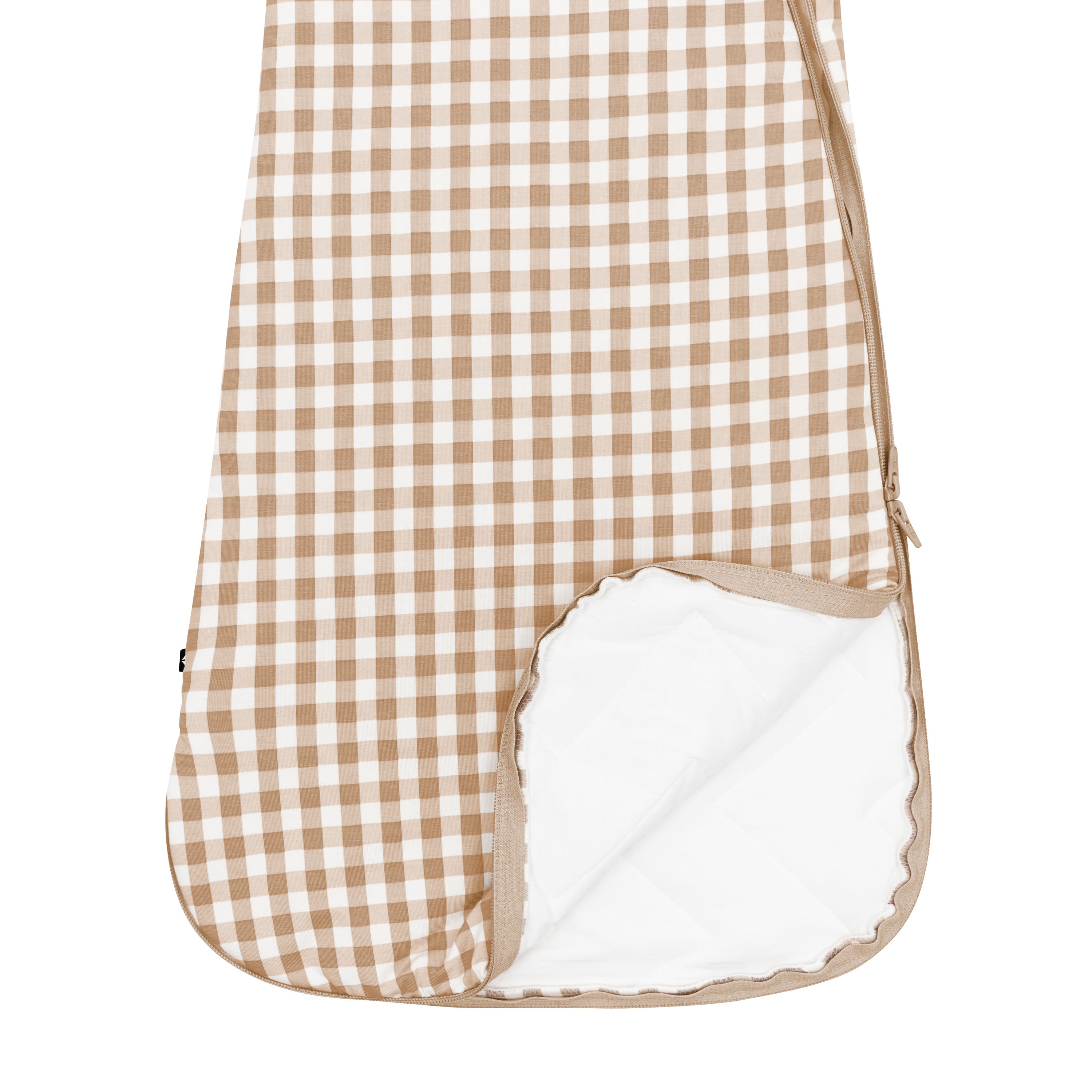 Double zipper on bamboo Sleep Bag in Gingham Bisque 2.5