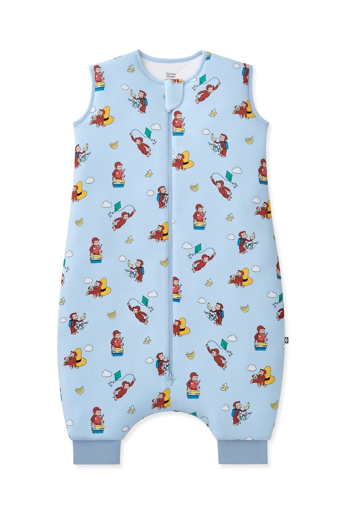 Blue Sleep Bag Walker in Curious George 2.5 print on a white background