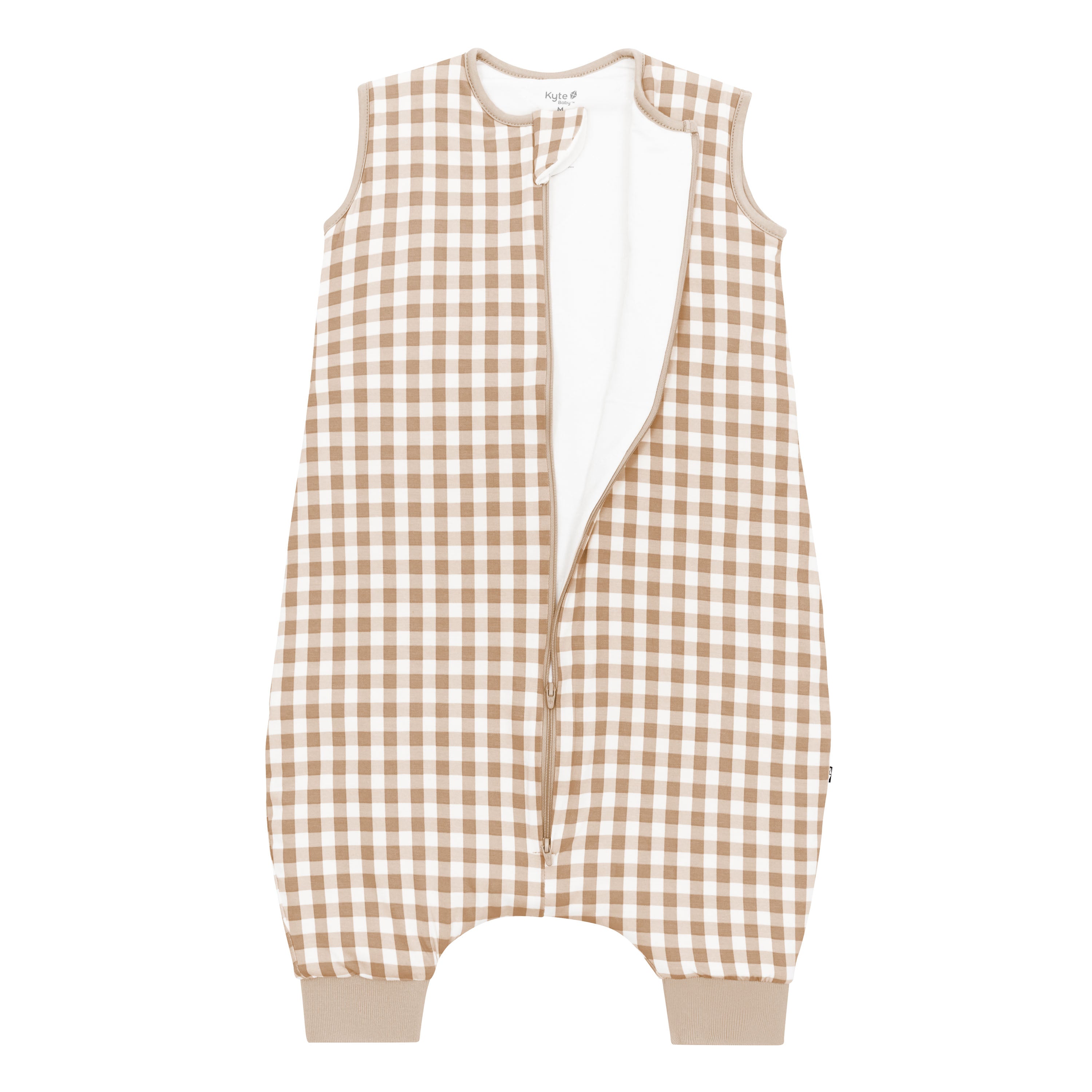Sleep Bag Walker in Gingham Bisque 2.5 shown unzipped