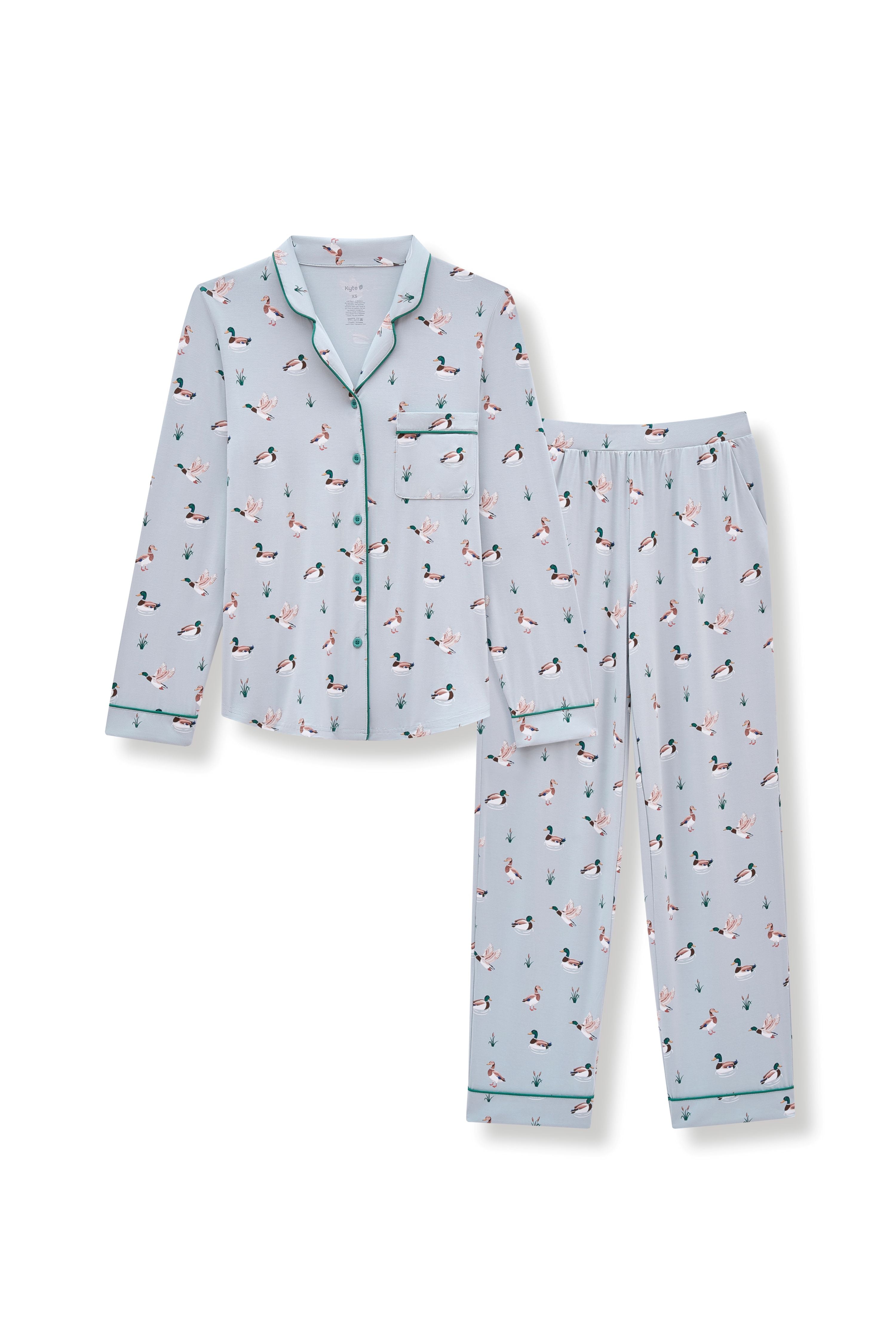 Product photo of the Men's Long Sleeve Pajama Set in Mallard Duck on a white surface