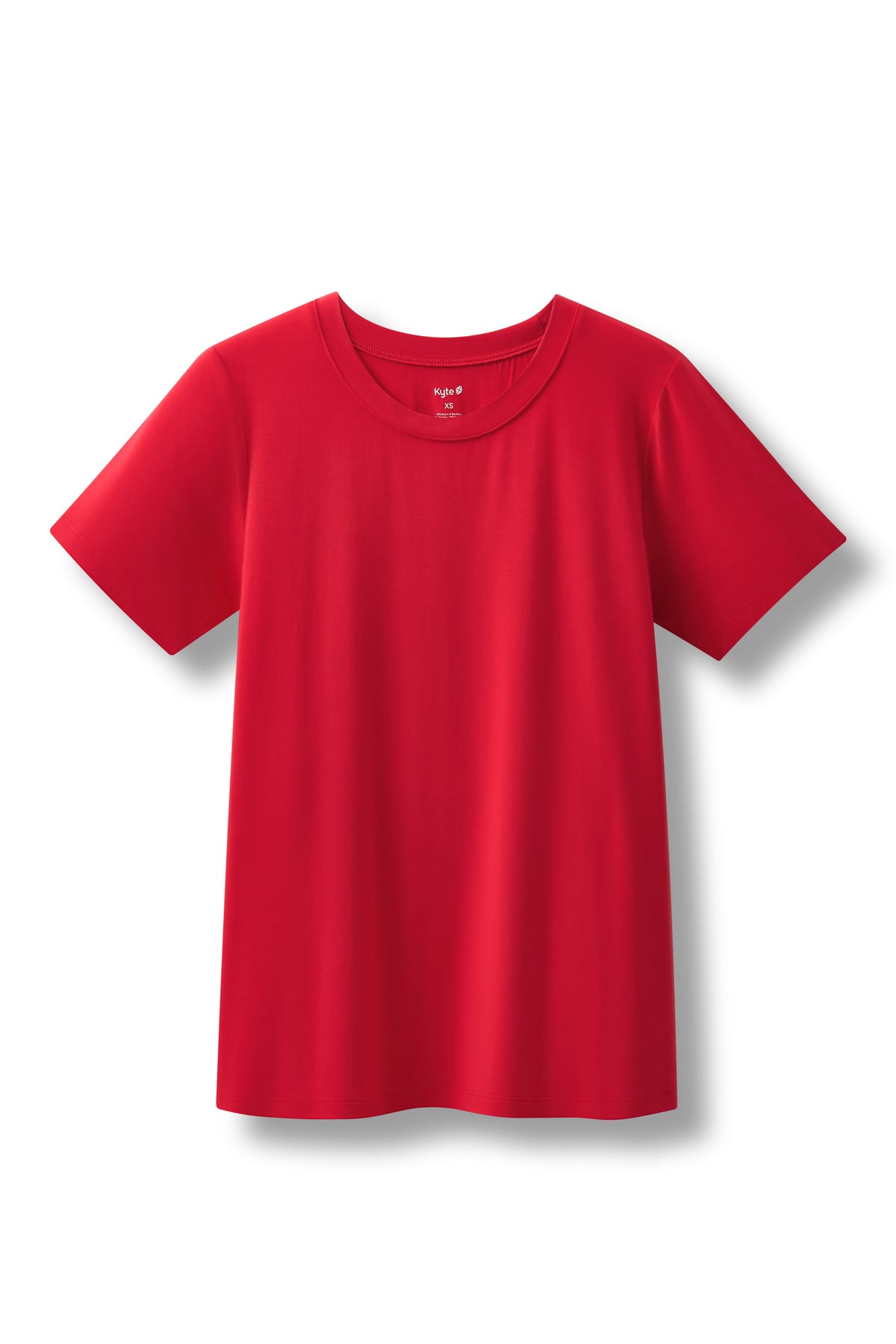 Women's Crew Neck Tee in Cardinal on a white background