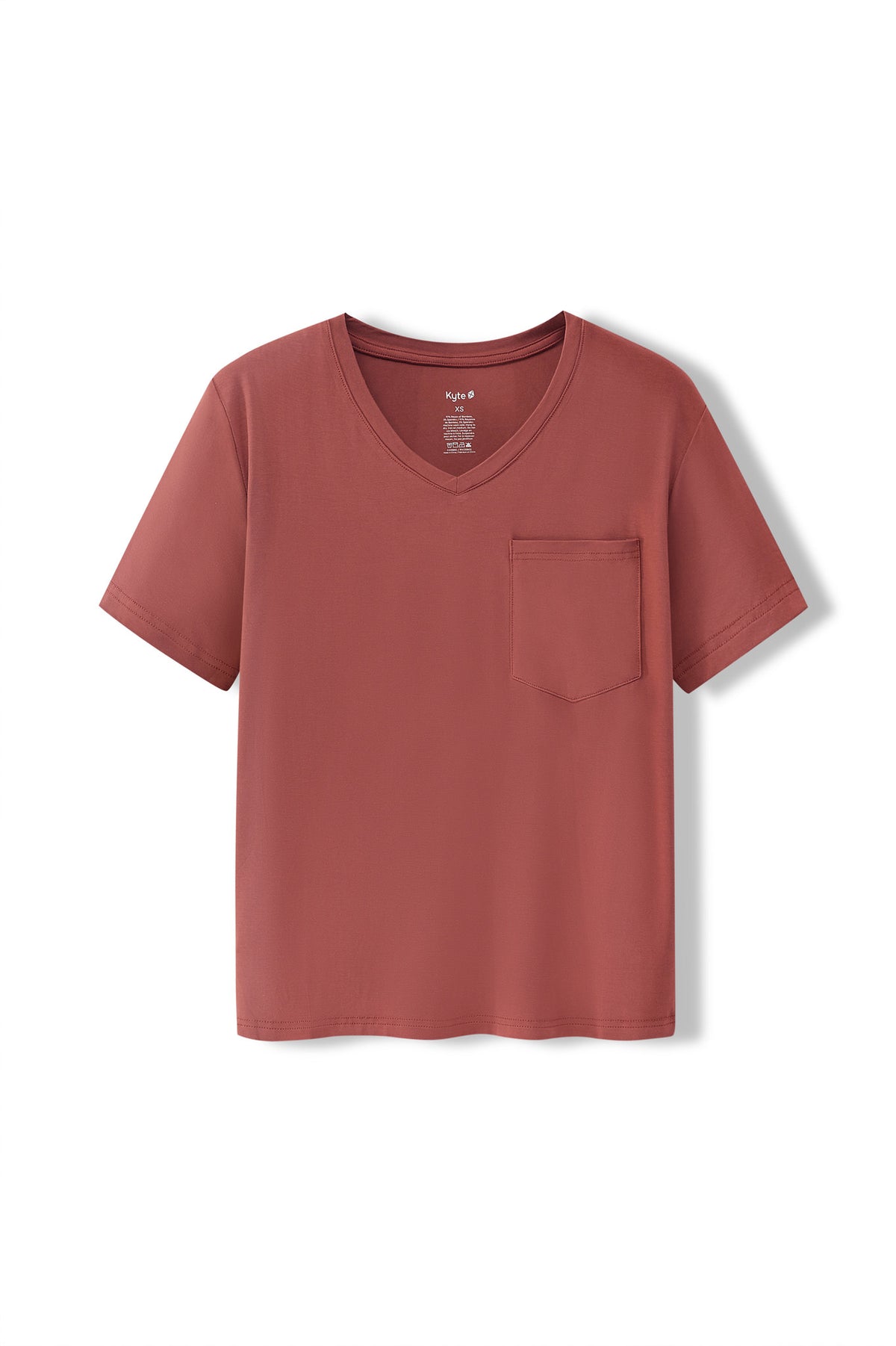 Women's Oversized V-Neck Tee in Ember on a white background