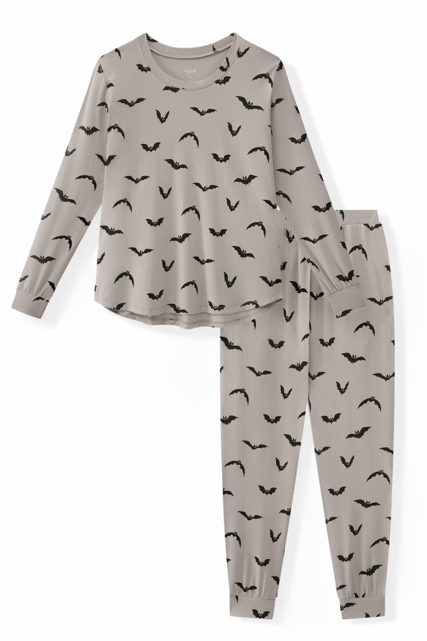 Women's Jogger Pajama Set in Bats print on a white background