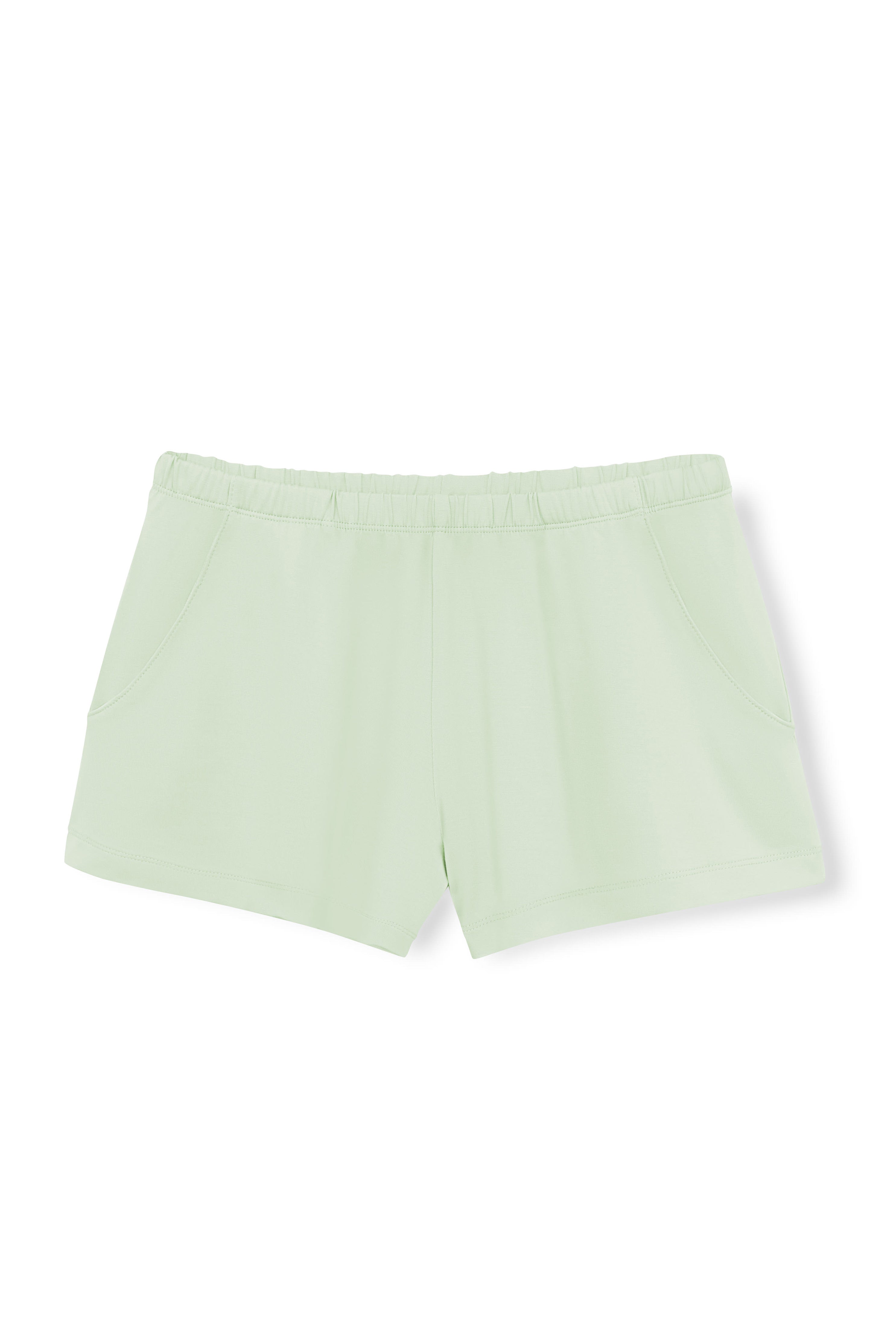 Product photo of the Women's Lounge Shorts in Basil on a white background