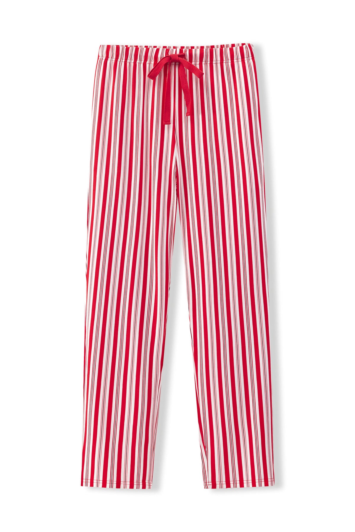 Men's Lounge Pants in red and white Peppermint Stripes print on a white background