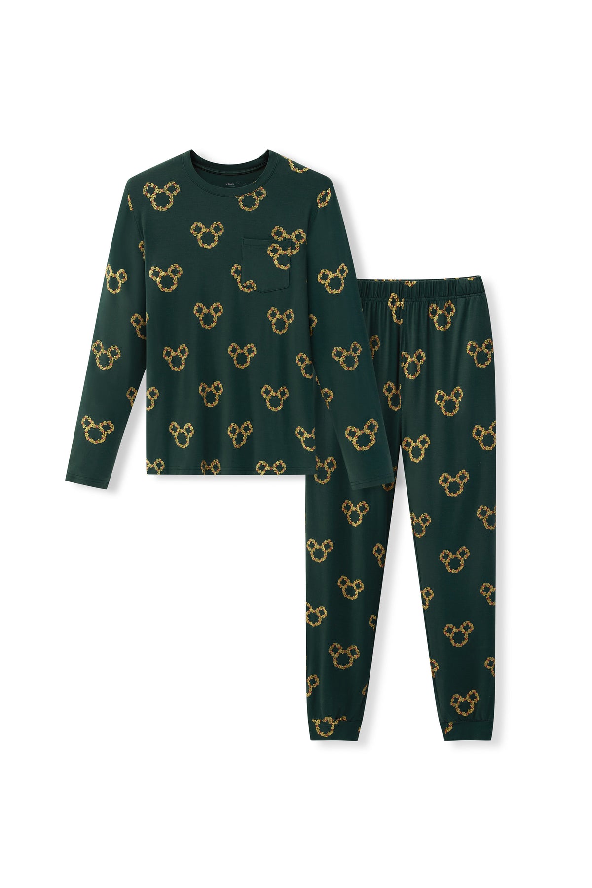 Men's Jogger Set in Mickey Christmas Wreath print on a white background