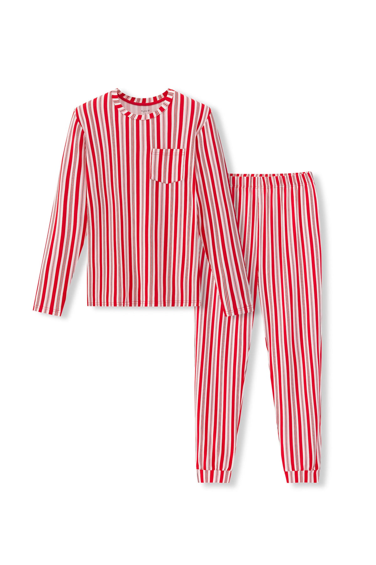 Men's Jogger Set in red and white Peppermint Stripes print on a white background